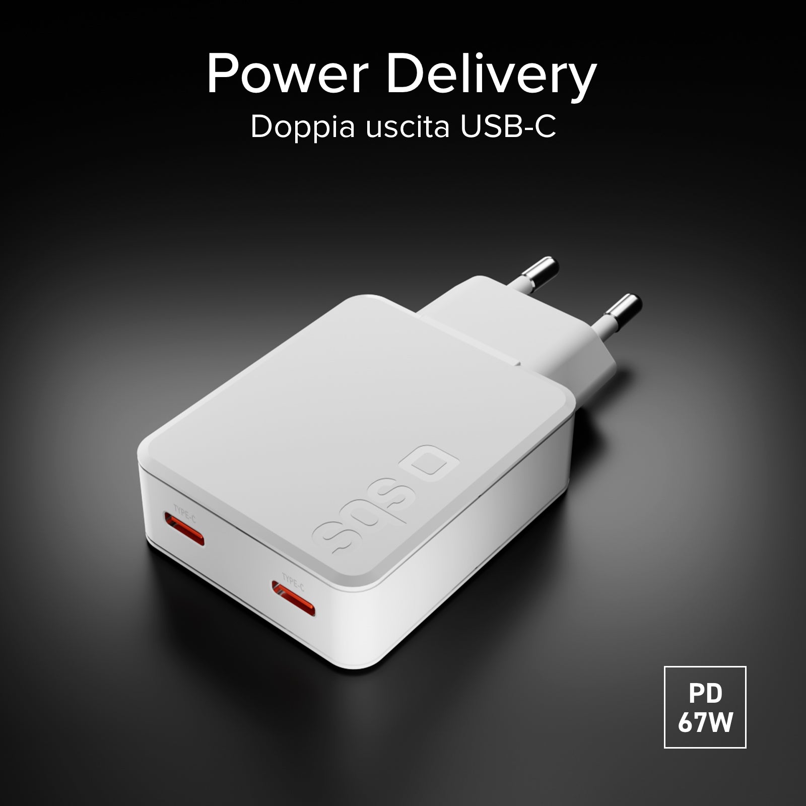 Caricatore ultrasottile 65W con doppia USB‑C