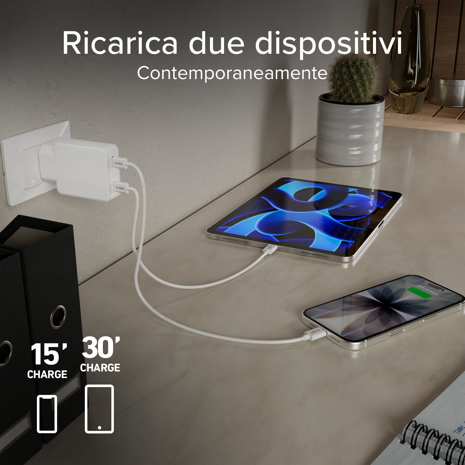 Caricatore ultrasottile 65W con doppia USB‑C