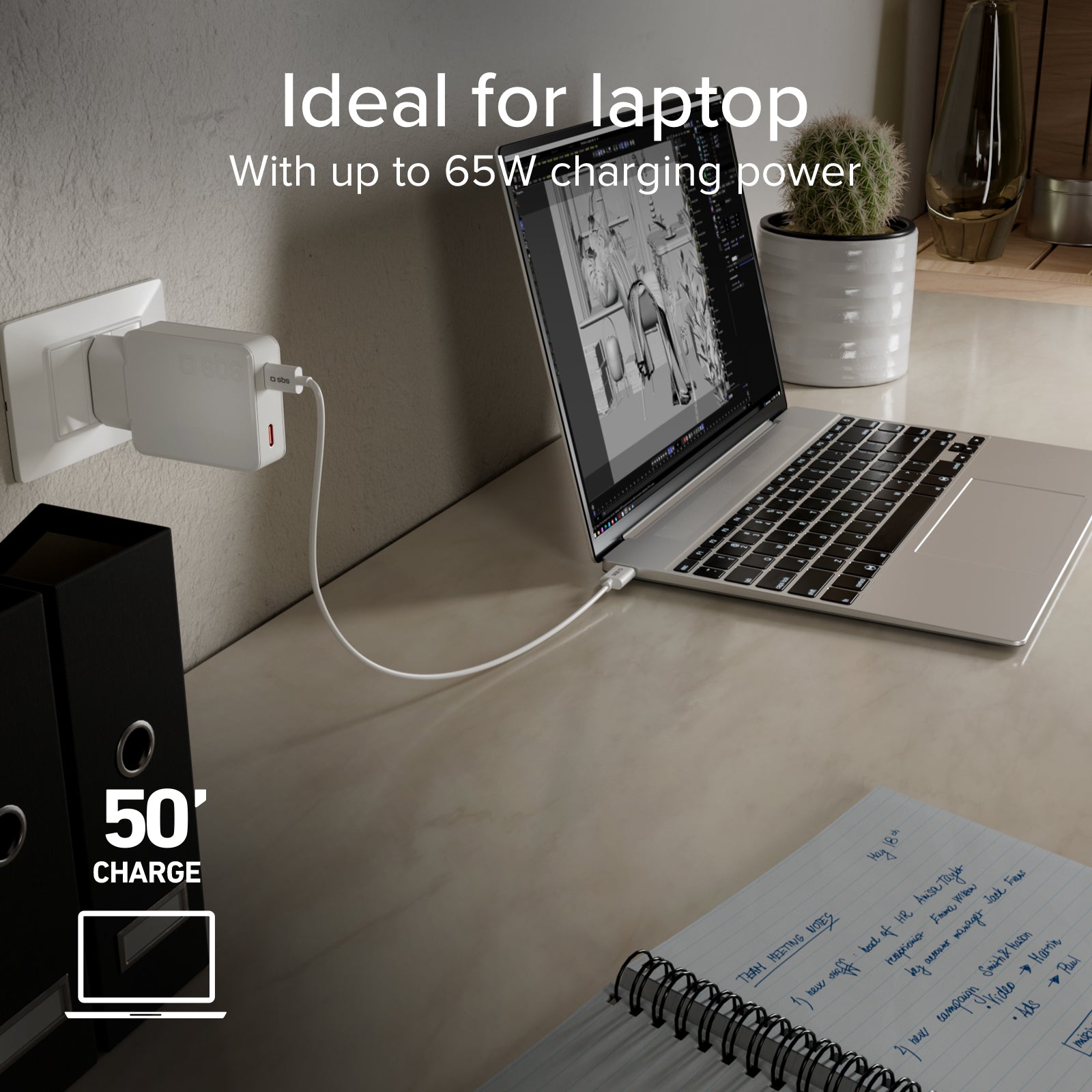 Caricatore ultrasottile 65W con doppia USB‑C