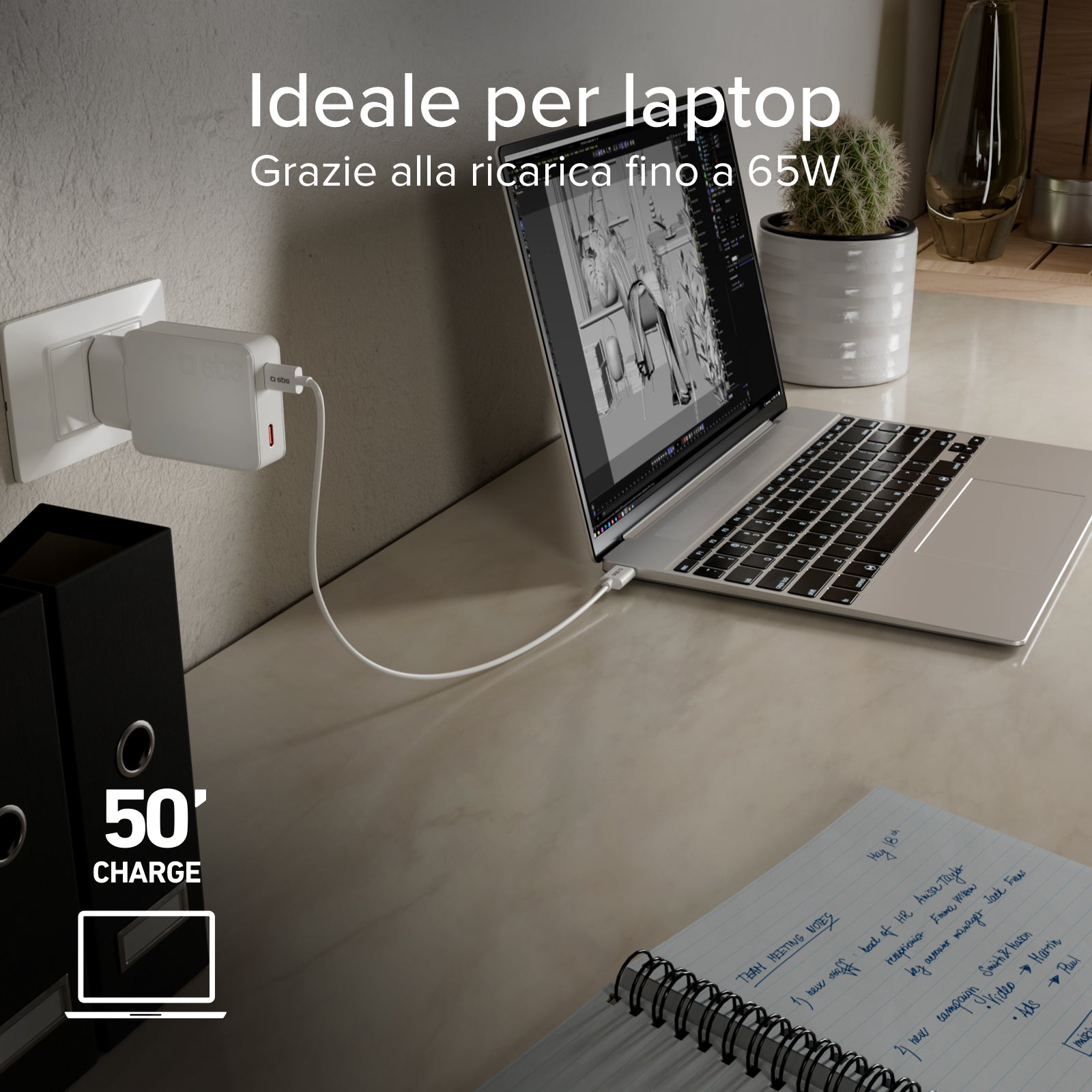 Caricatore ultrasottile 65W con doppia USB‑C