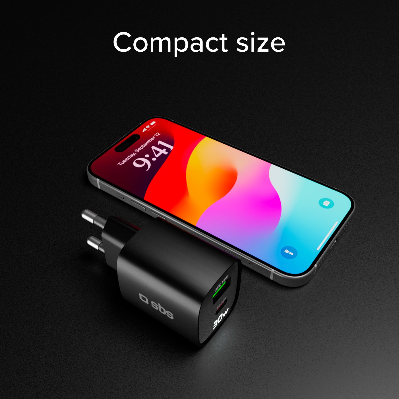 Caricabatterie da muro, schermo LCD, 1 uscita USB-C PD 30W, 1 uscita USB-A 18W