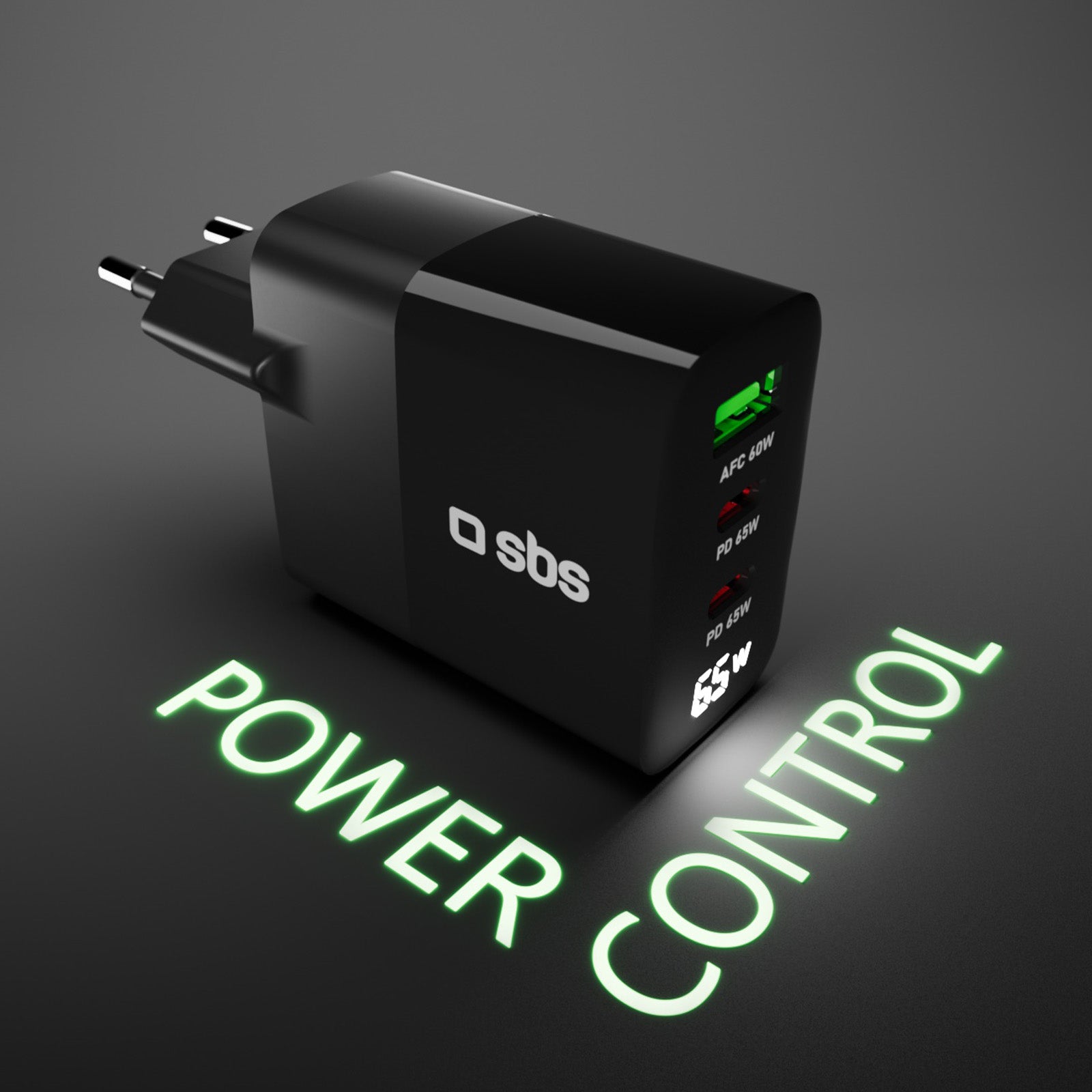 Cargador 65 W con pantalla LCD, 2 salidas USB-C Power Delivery y 1 USB-A Adaptative Fast Charge