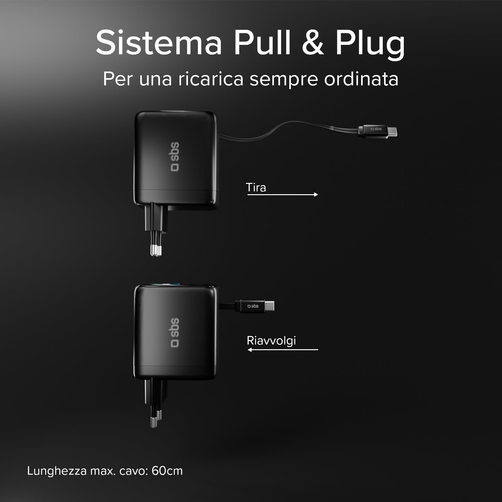 Chargeur 100W avec port USB-C, USB-A, câble USB-C extensible et écran TFT