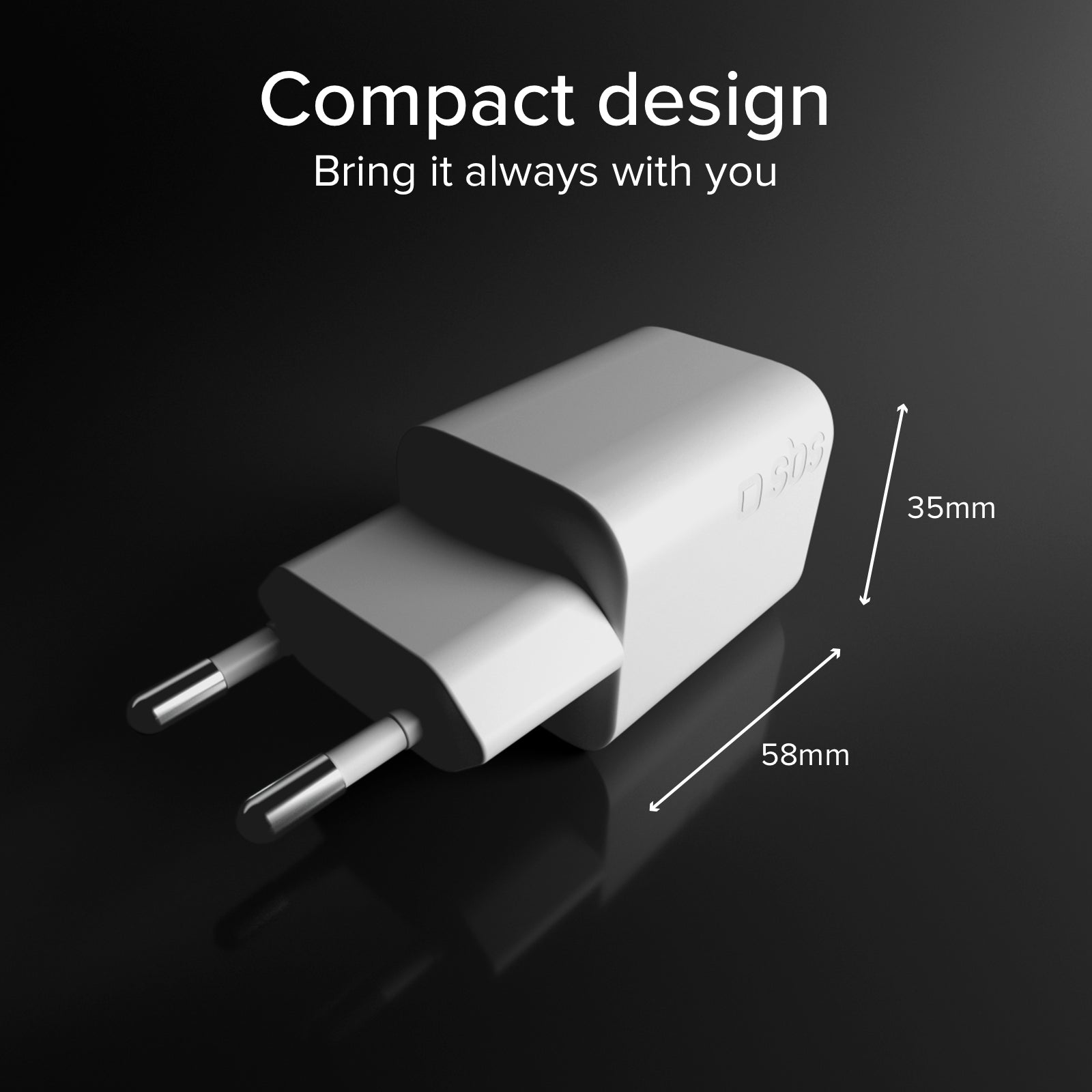 Cargador de pared GaN de 65W con 2 USB-C Power Delivery y USB-A para portátil, smartphone y tablet
