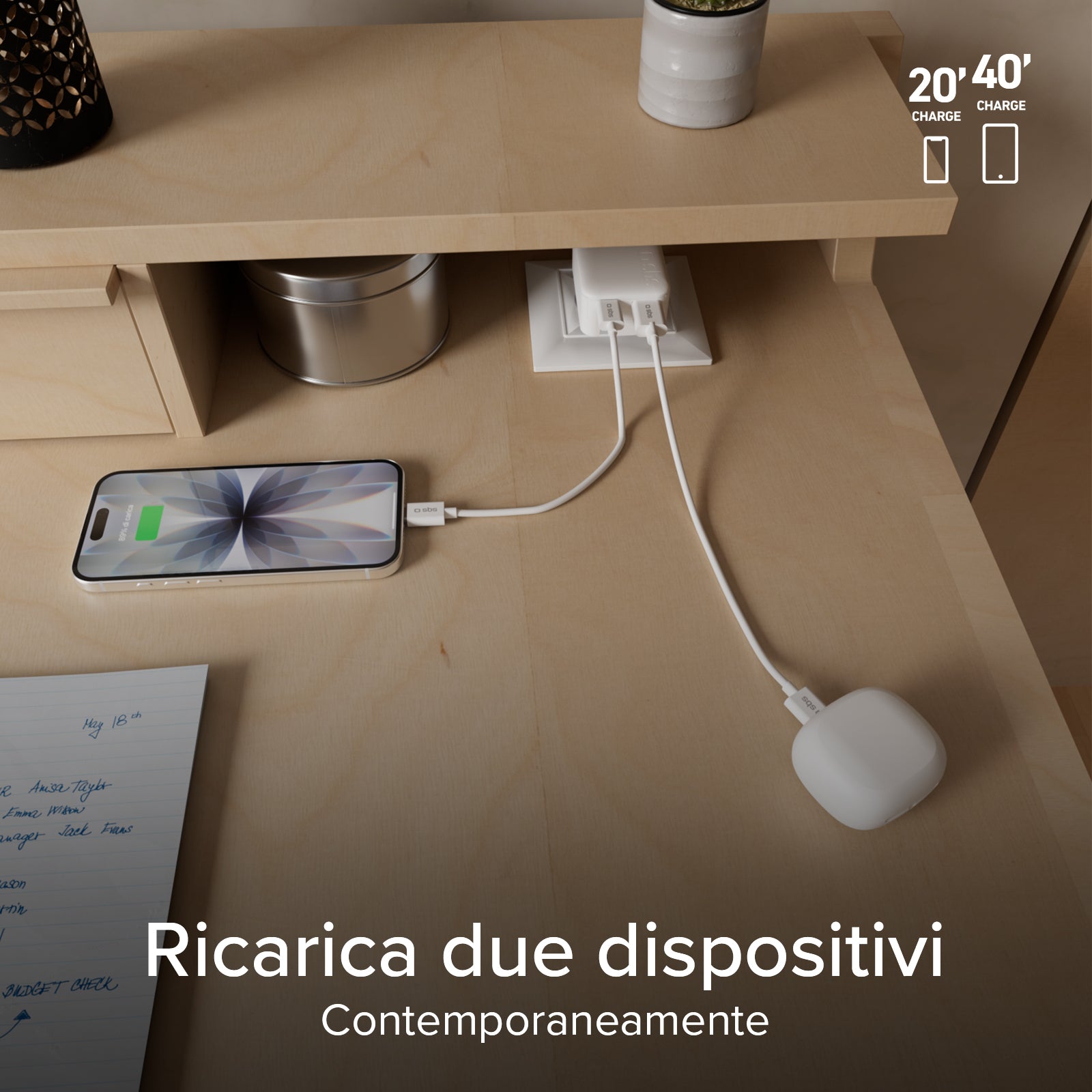 Caricatore da Parete Flexi Wall Charger 45W con Spina Pieghevole