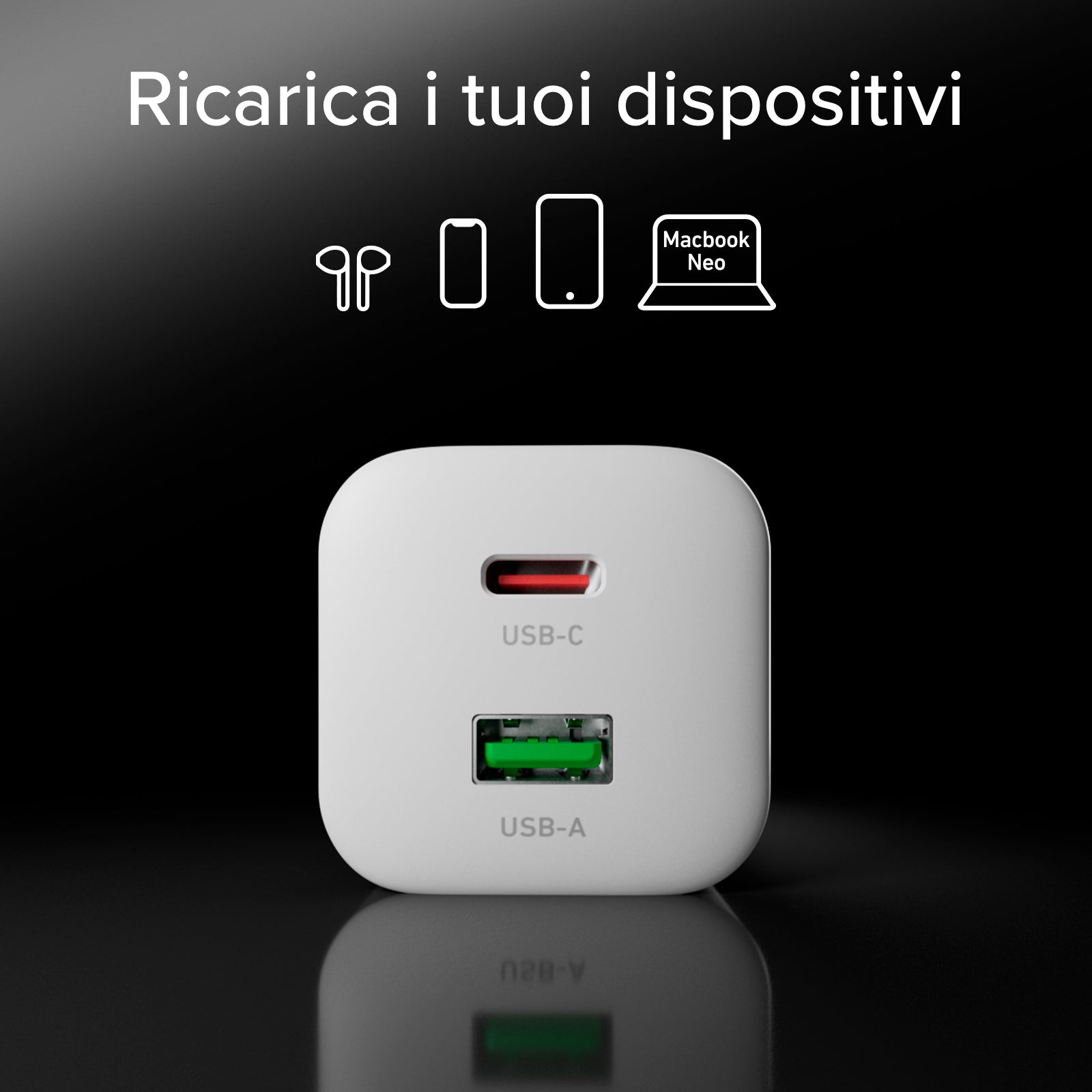 Kit de carga con cargador de pared 20W GaN Power Delivery y cable USB-C de 1,5 m