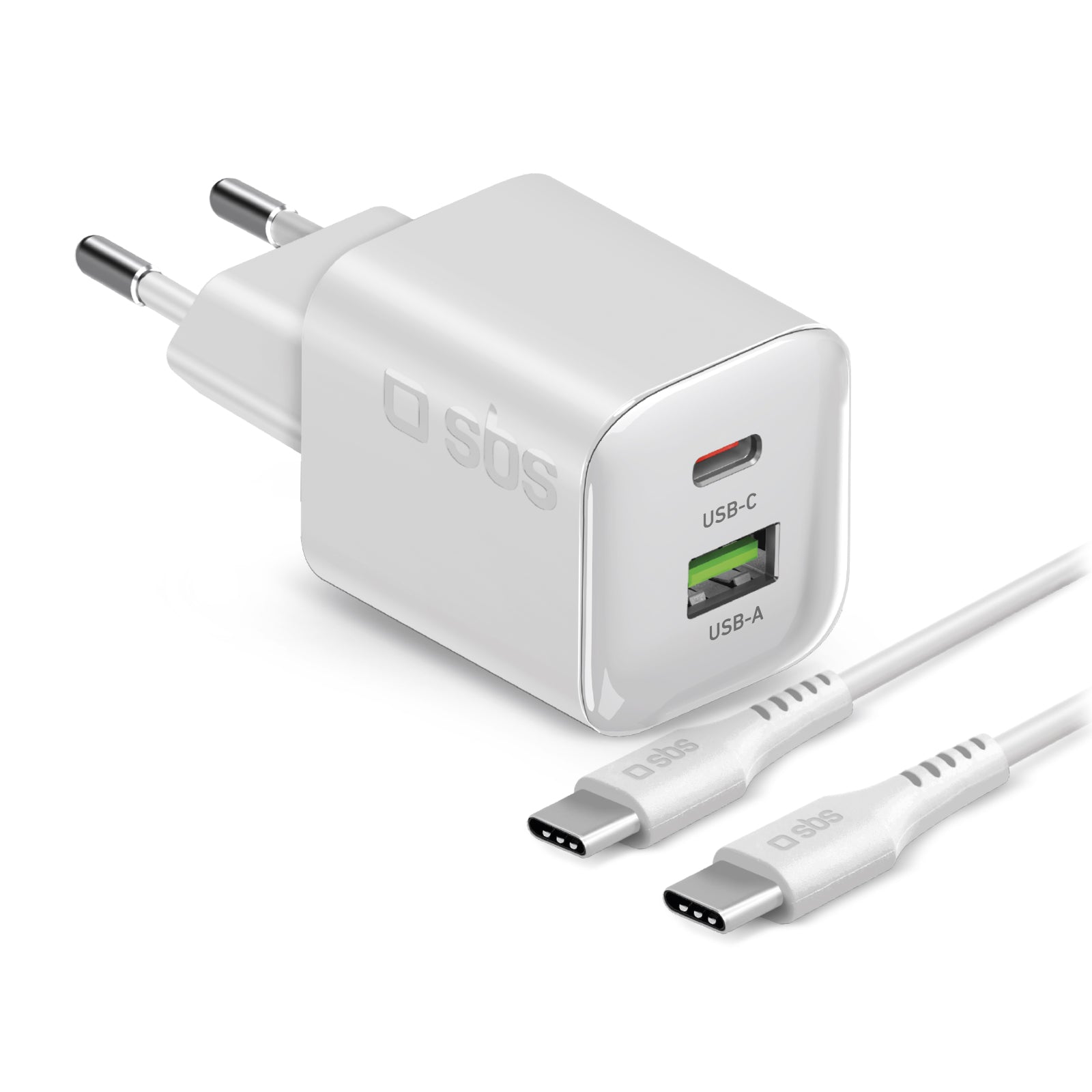 Kit di ricarica con caricatore da parete 20W PD GaN e cavo USB-C 1,5m