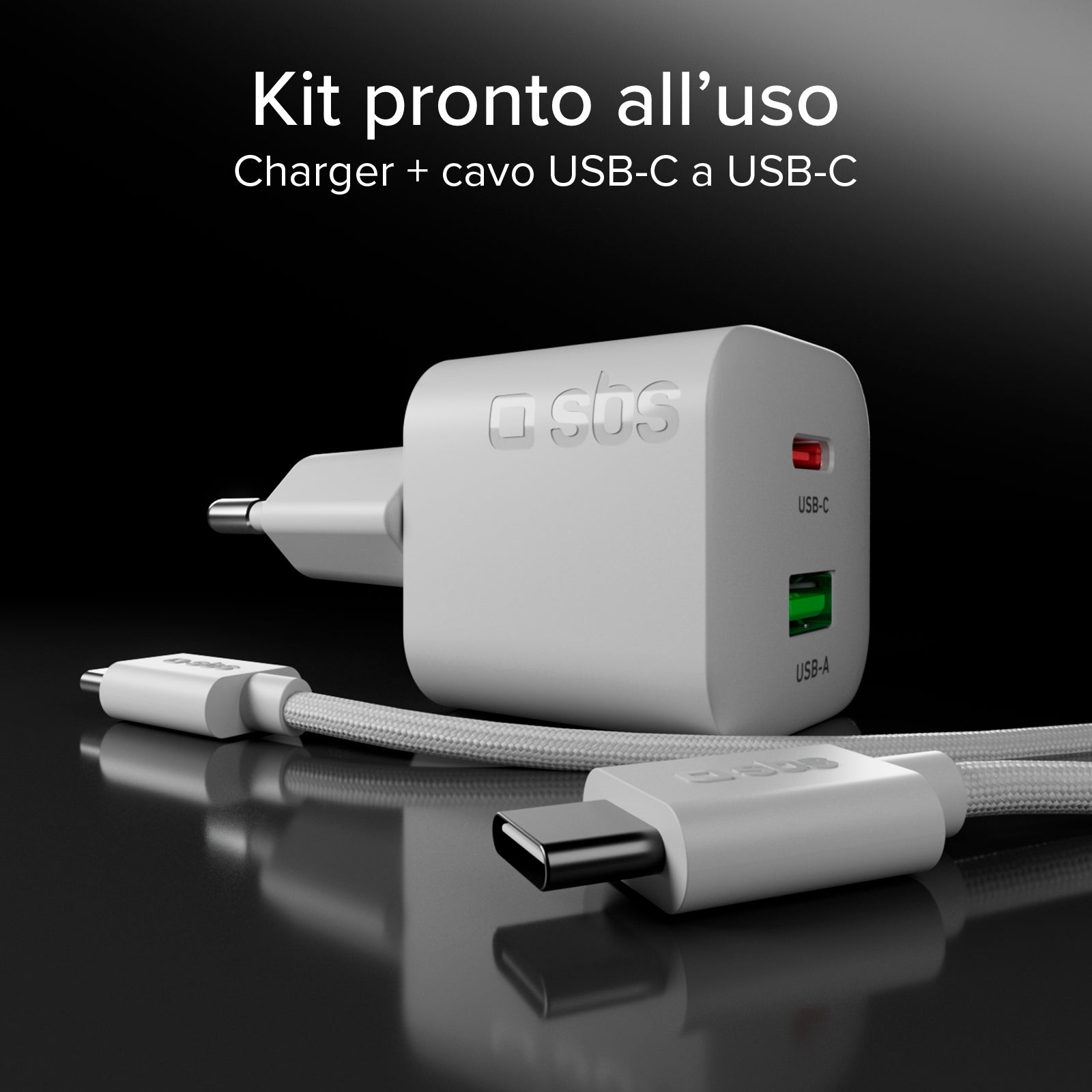 Kit caricatore 30W GaN con cavo USB‑C 1.5m