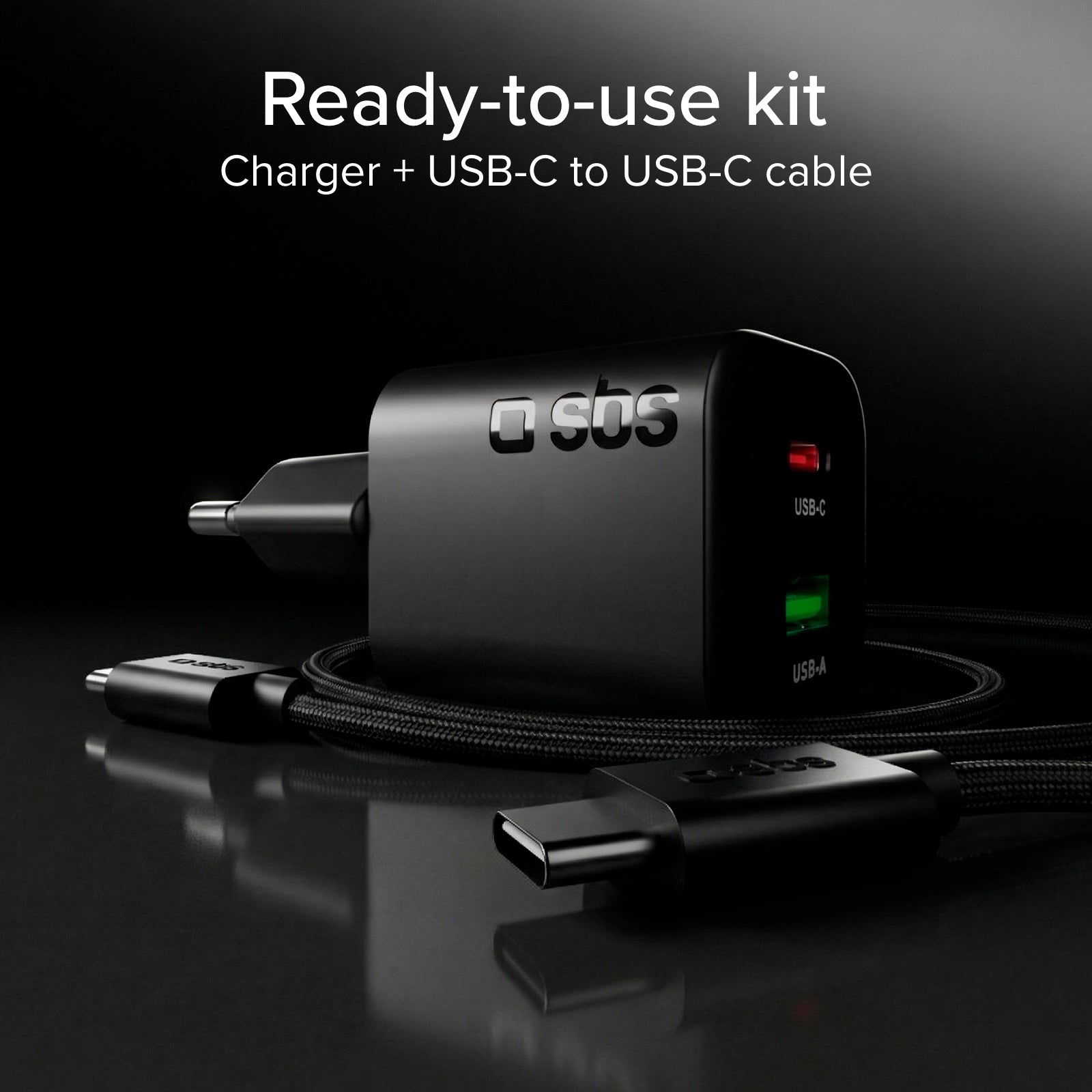 65W GaN Power Delivery Wandladegerät-Set mit USB-C-Kabel 1,5 m für schnelles Laden