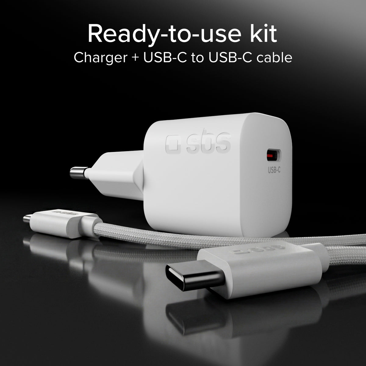 20W Power Delivery USB-C Wall Charger Kit with 1.5 m Braided USB-C Cable