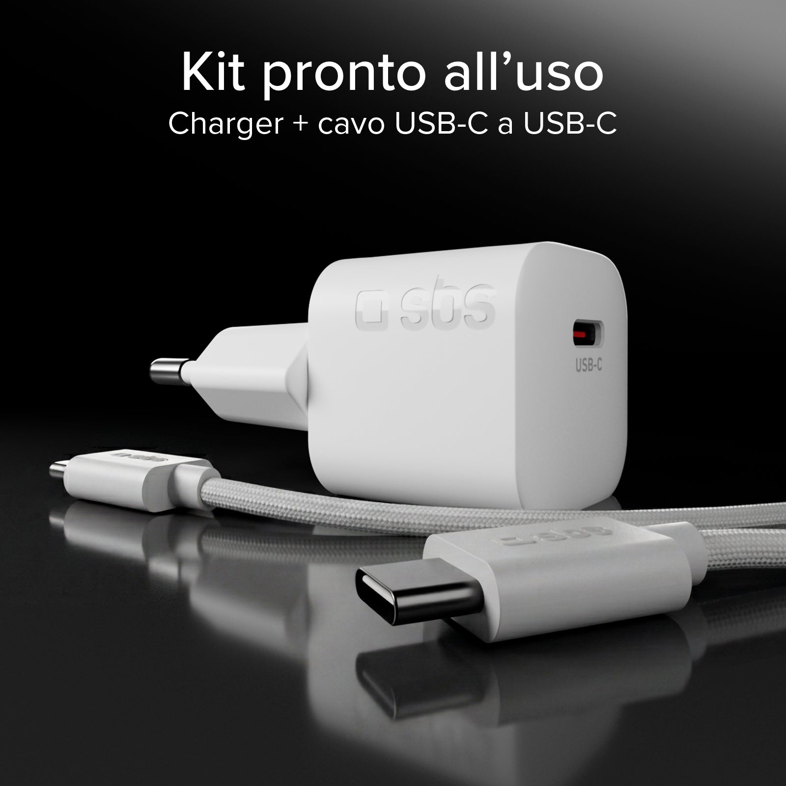 20W Power Delivery USB-C Wall Charger Kit with 1.5 m Braided USB-C Cable