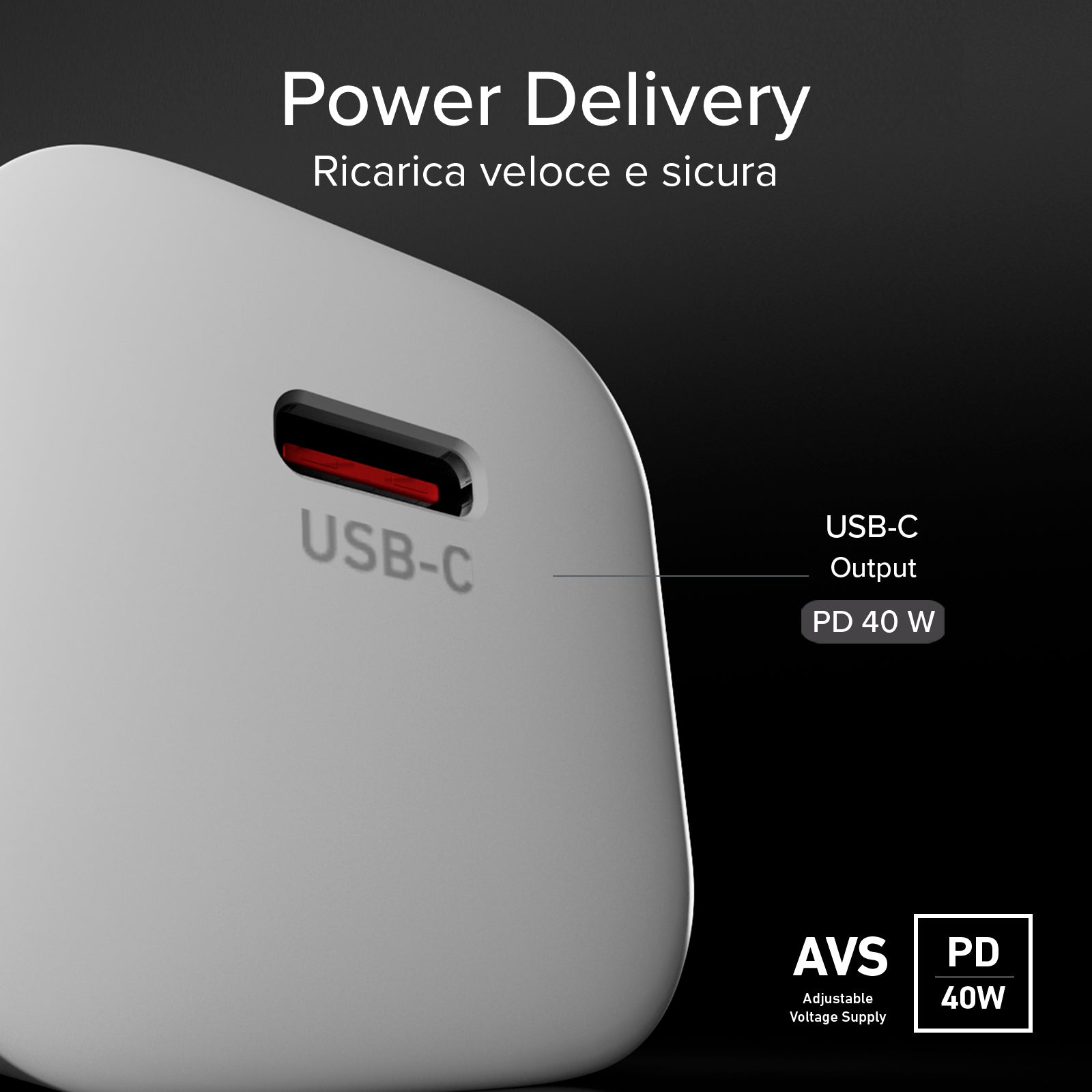 Kit caricatore da muro 40W e cavo USB-C intrecciato antigroviglio da 1,5 m