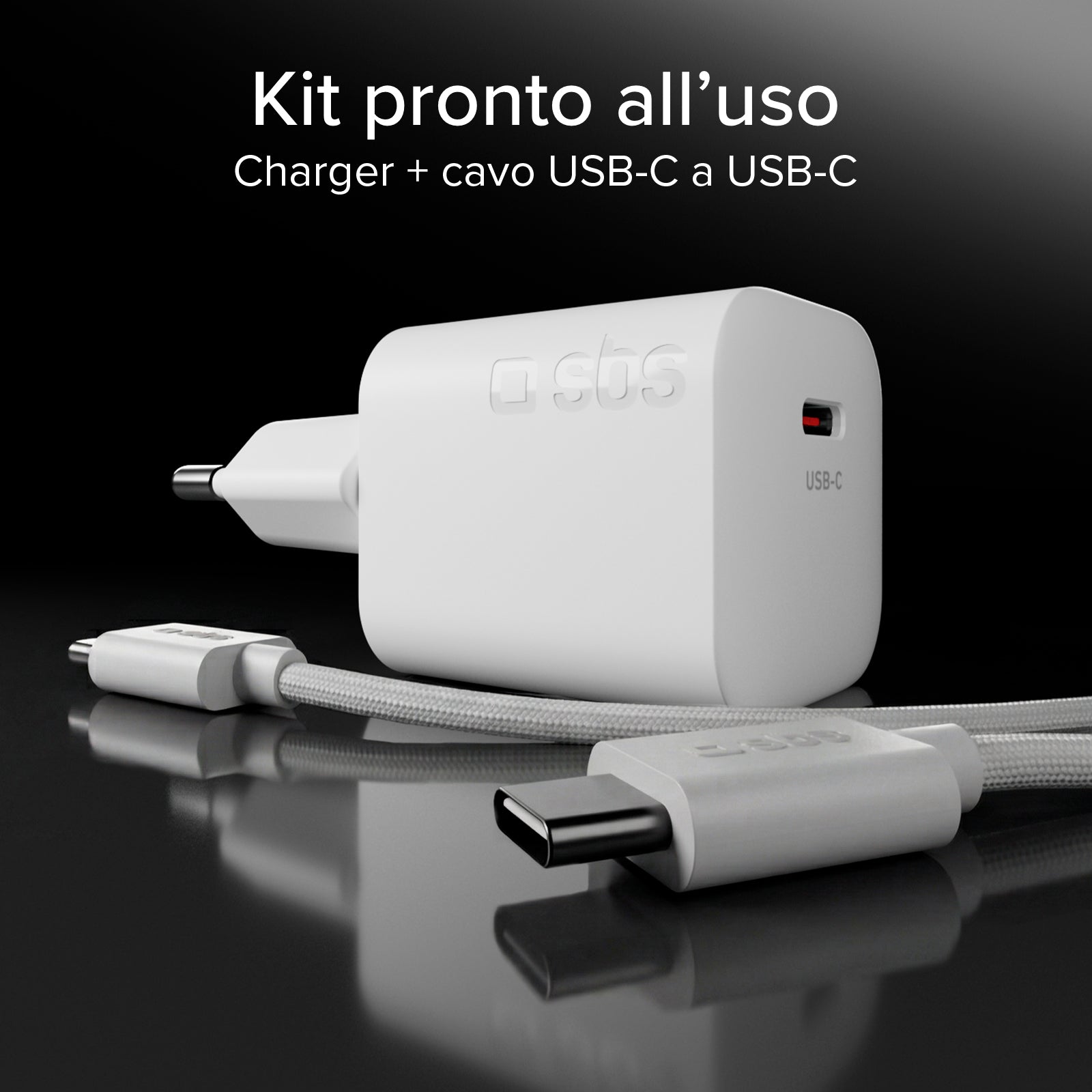 Kit caricatore da muro 40W e cavo USB-C intrecciato antigroviglio da 1,5 m
