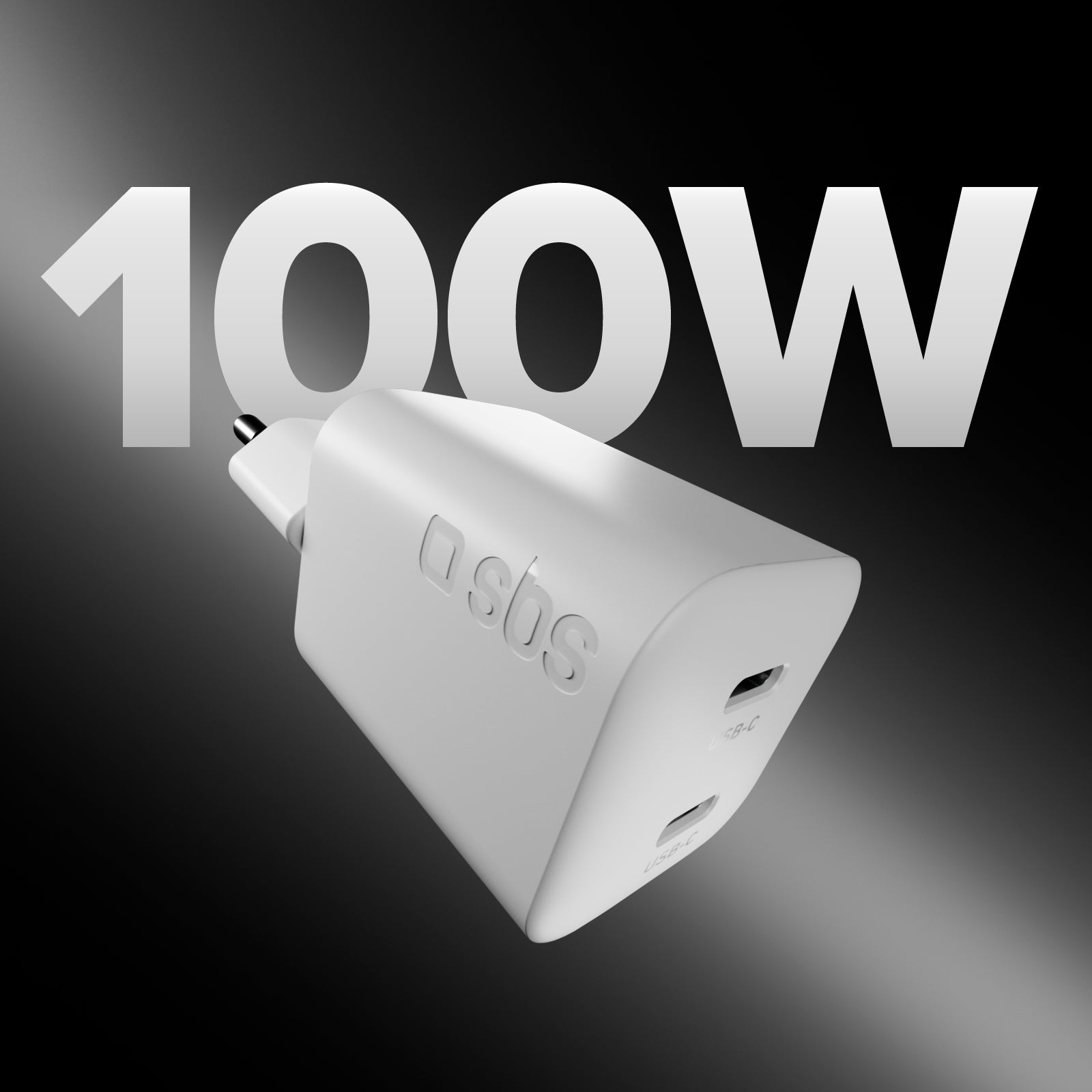 Kit mit 100W GaN Mini-Wandladegerät mit 2 USB-C-Anschlüssen + 1,5 m USB-C-Kabel