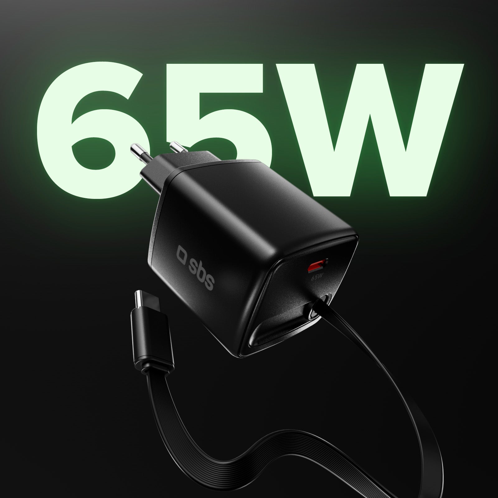 Caricatore USB-C 65 W con cavo retrattile GaN