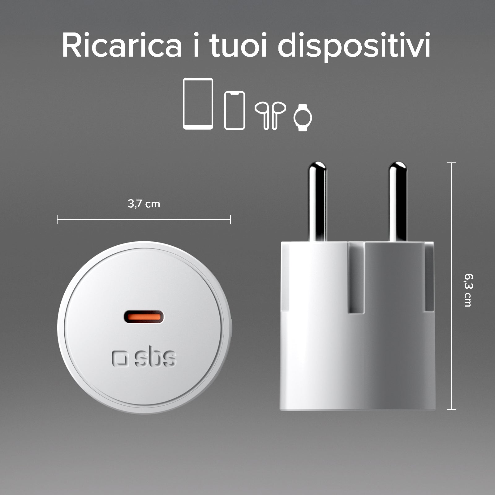 Caricatore con spina Schuko e porta USB-C 45W PD