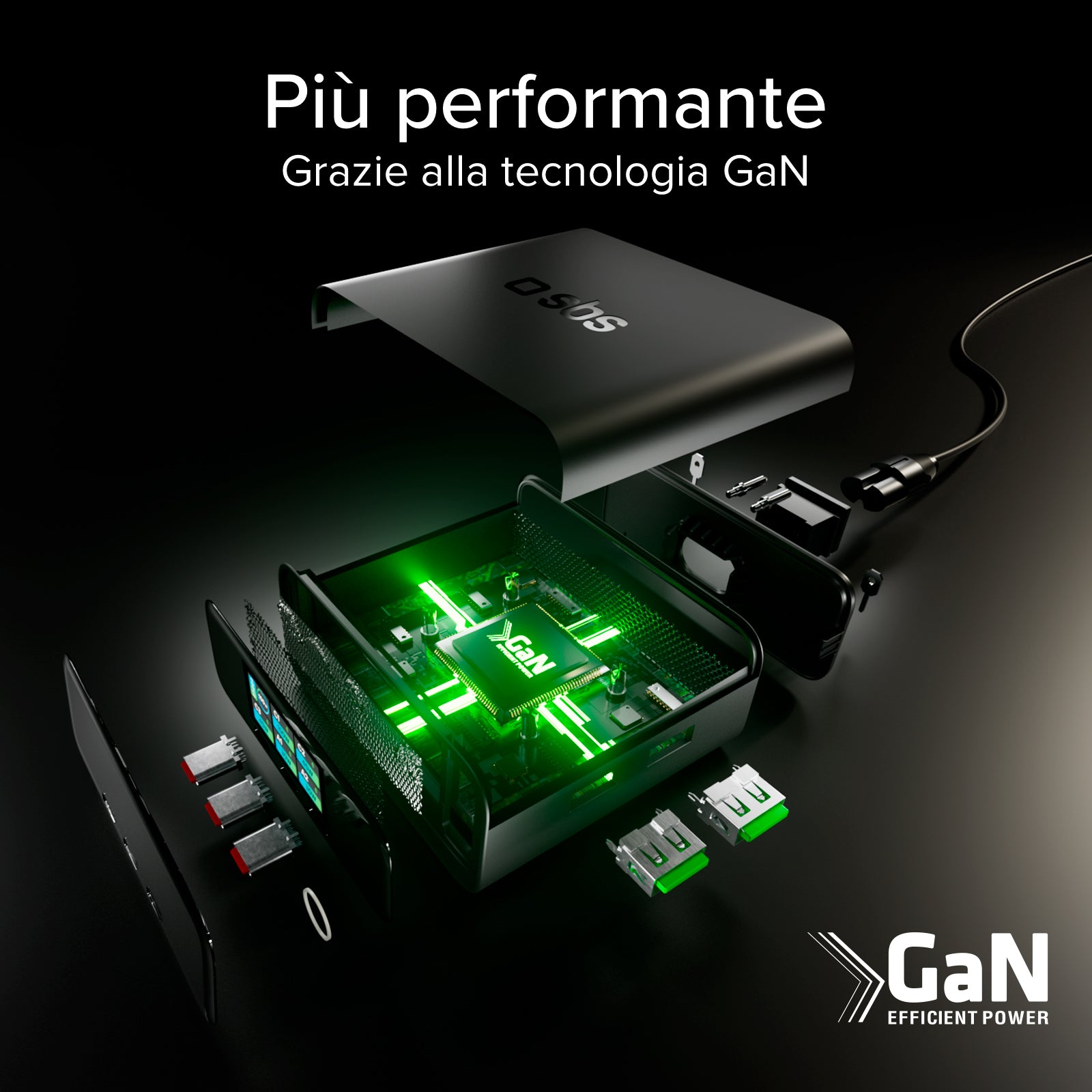 100W Power Delivery Tischladestation mit TFT-Display, 3 USB-C- und 2 USB-A-Anschlüssen, ideal für Laptops
