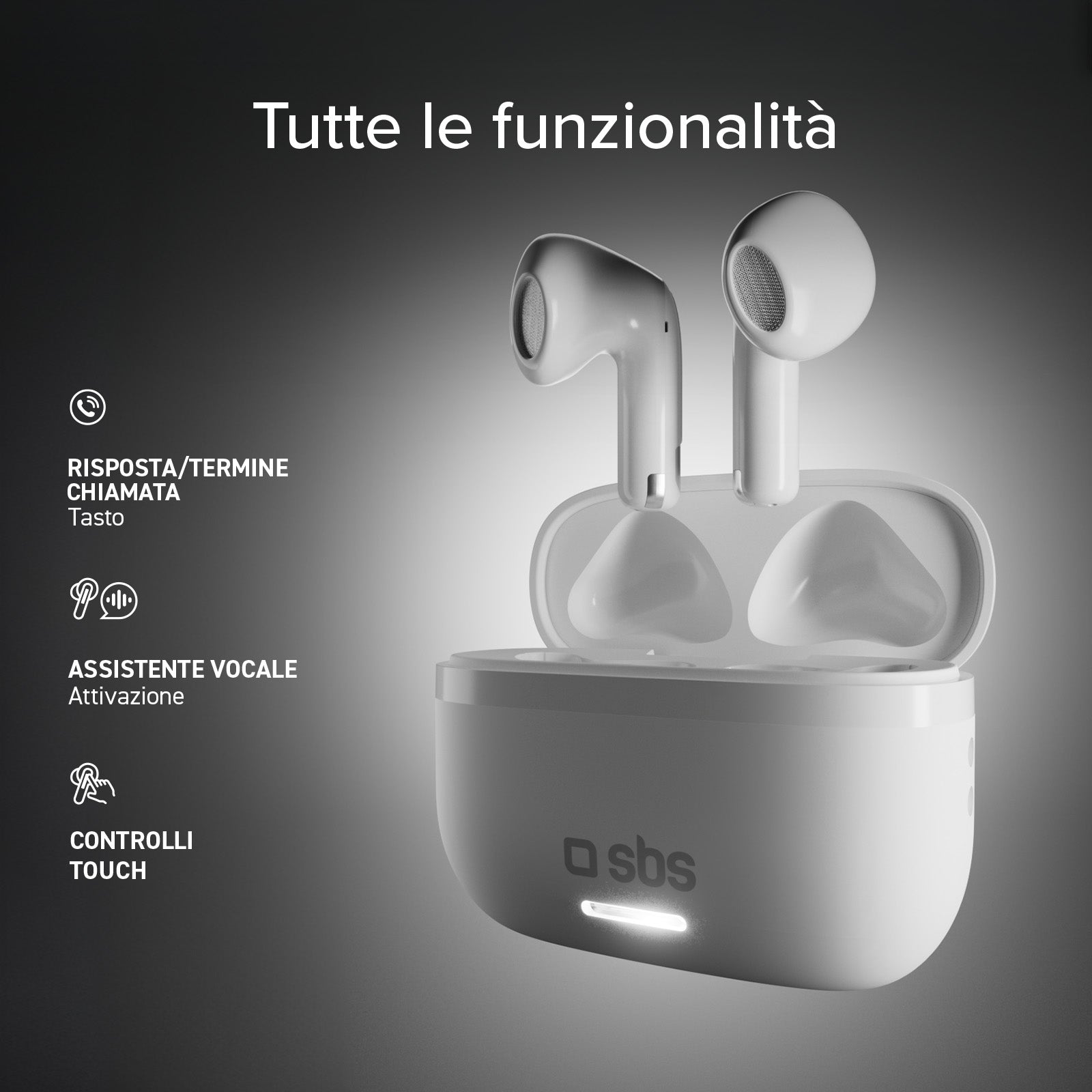 Auricolari TWS Multipoint Air Space con ANC e controlli touch