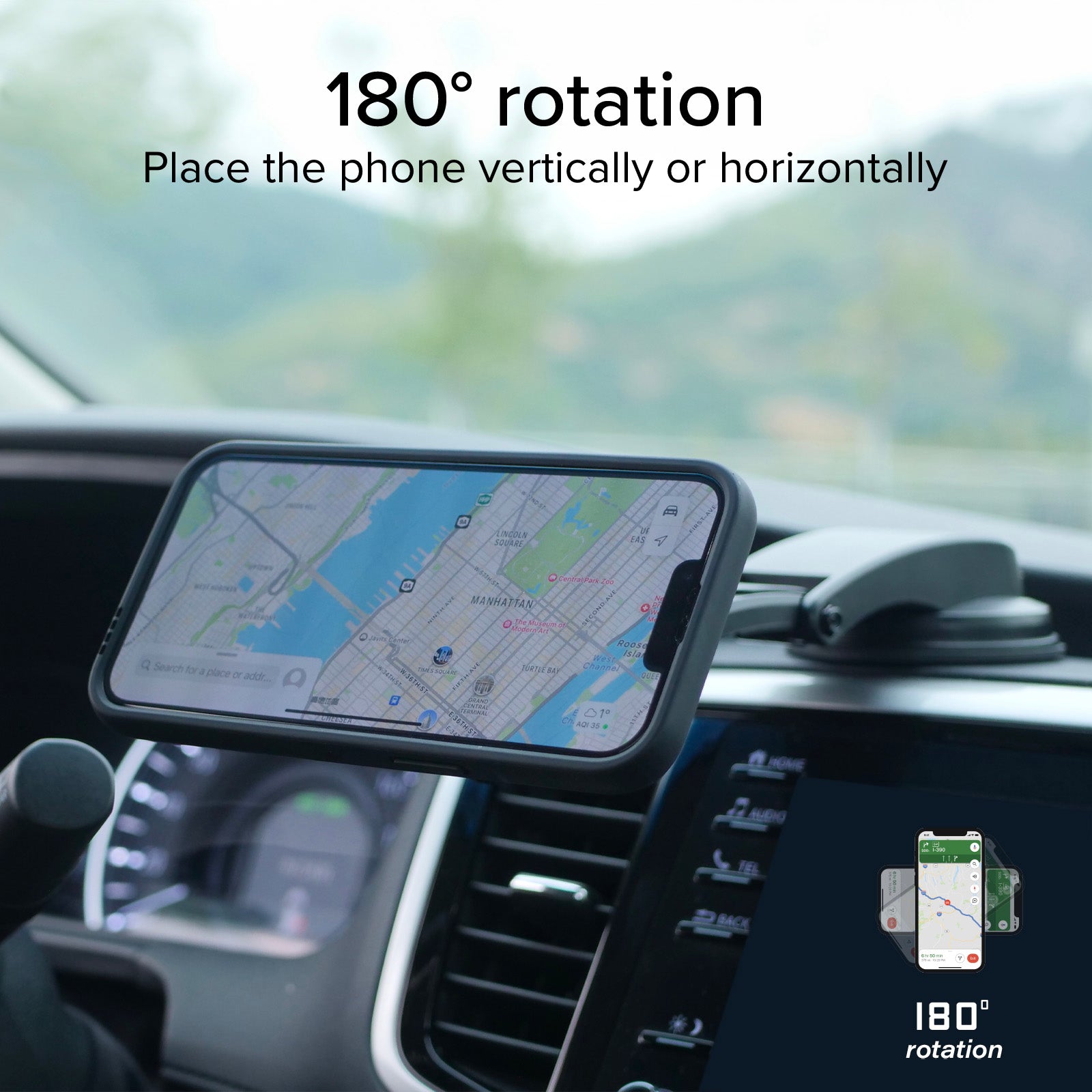 Supporto auto per parabrezza o cruscotto con sistema di bloccaggio LockPro