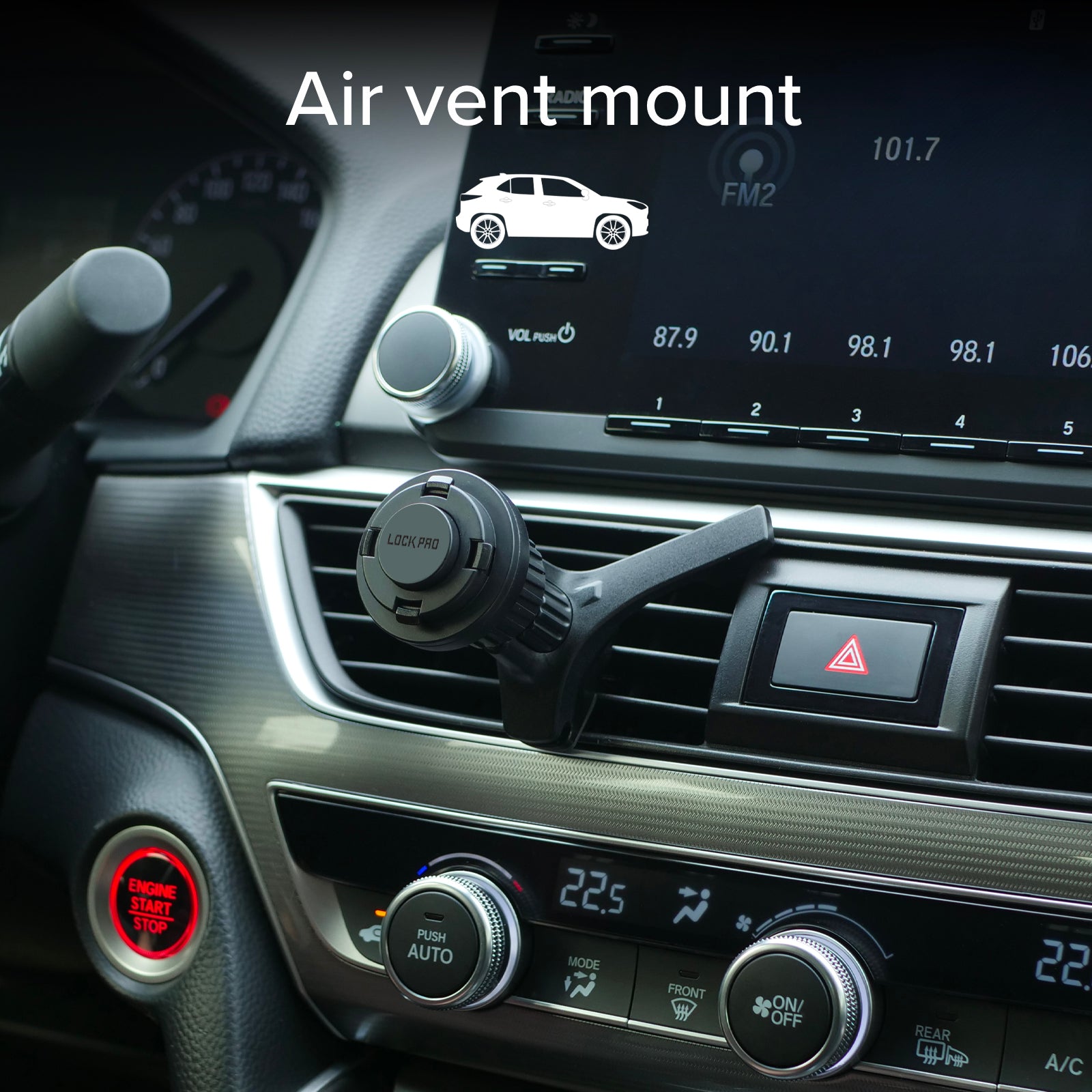 Soporte de coche para rejillas de ventilación con sistema de bloqueo LockPro