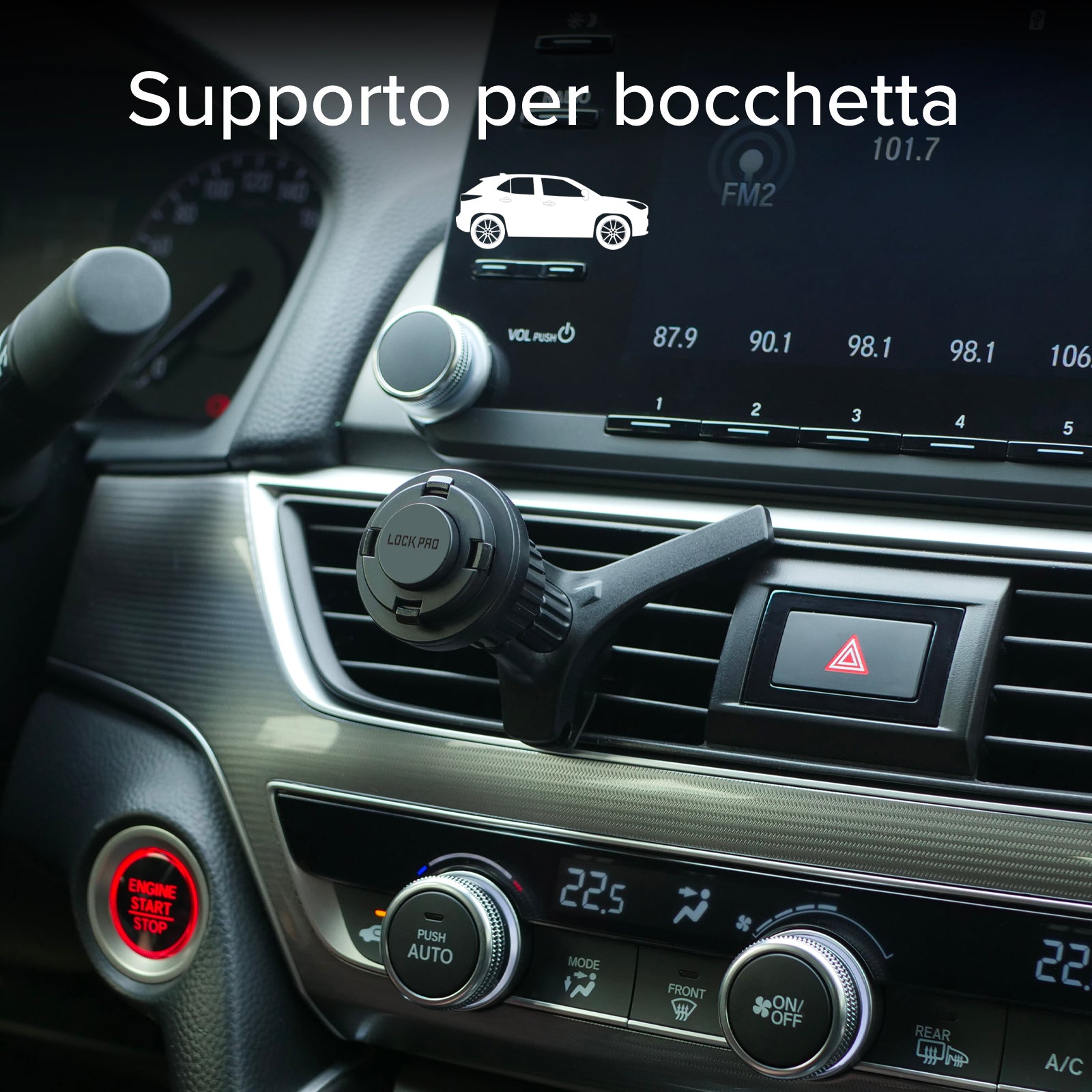 Soporte de coche para rejillas de ventilación con sistema de bloqueo LockPro