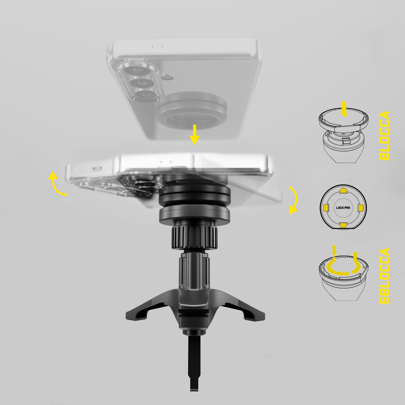 Soporte de coche para rejillas de ventilación con sistema de bloqueo LockPro
