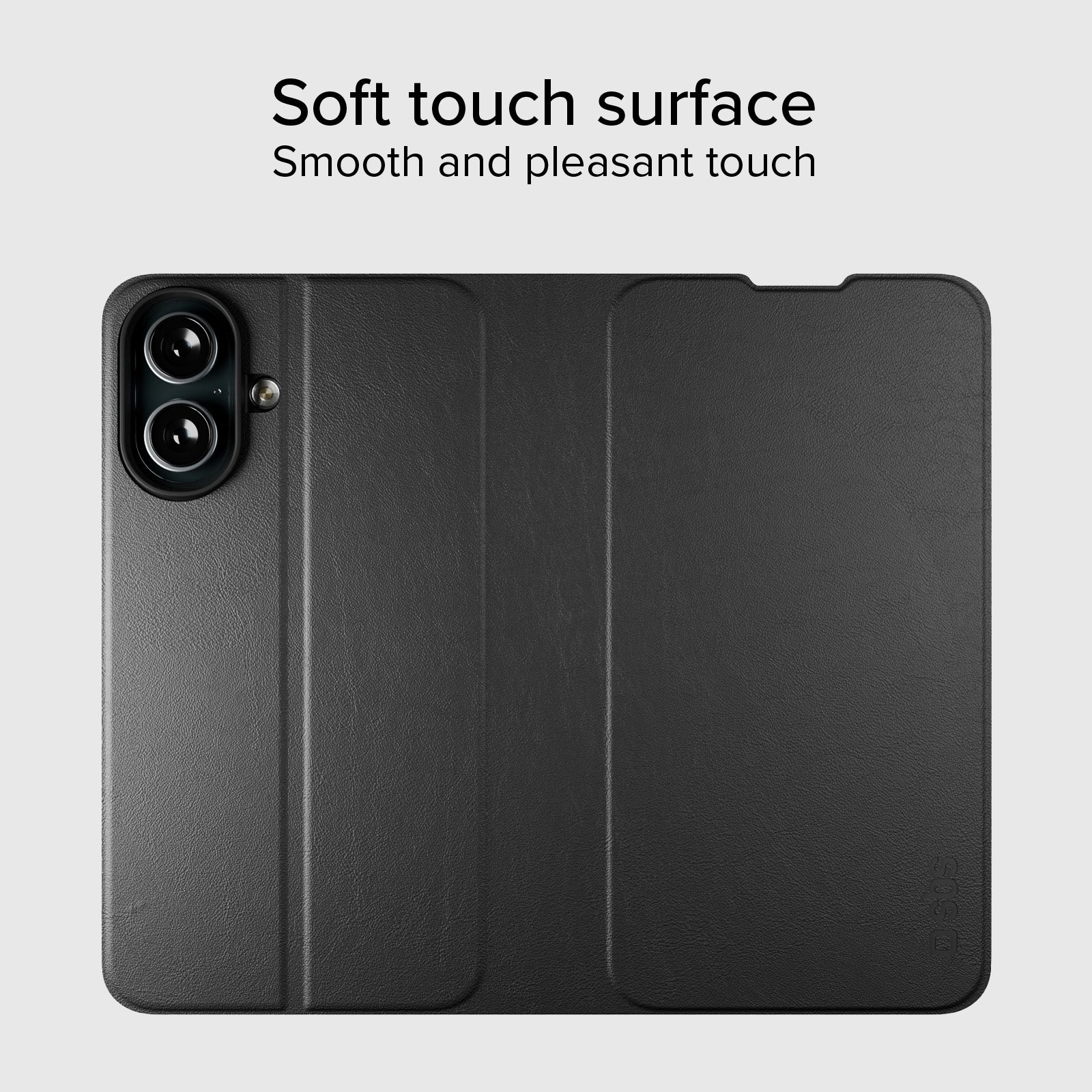 Étui portefeuille avec support et surface douce au toucher pour iPhone 16