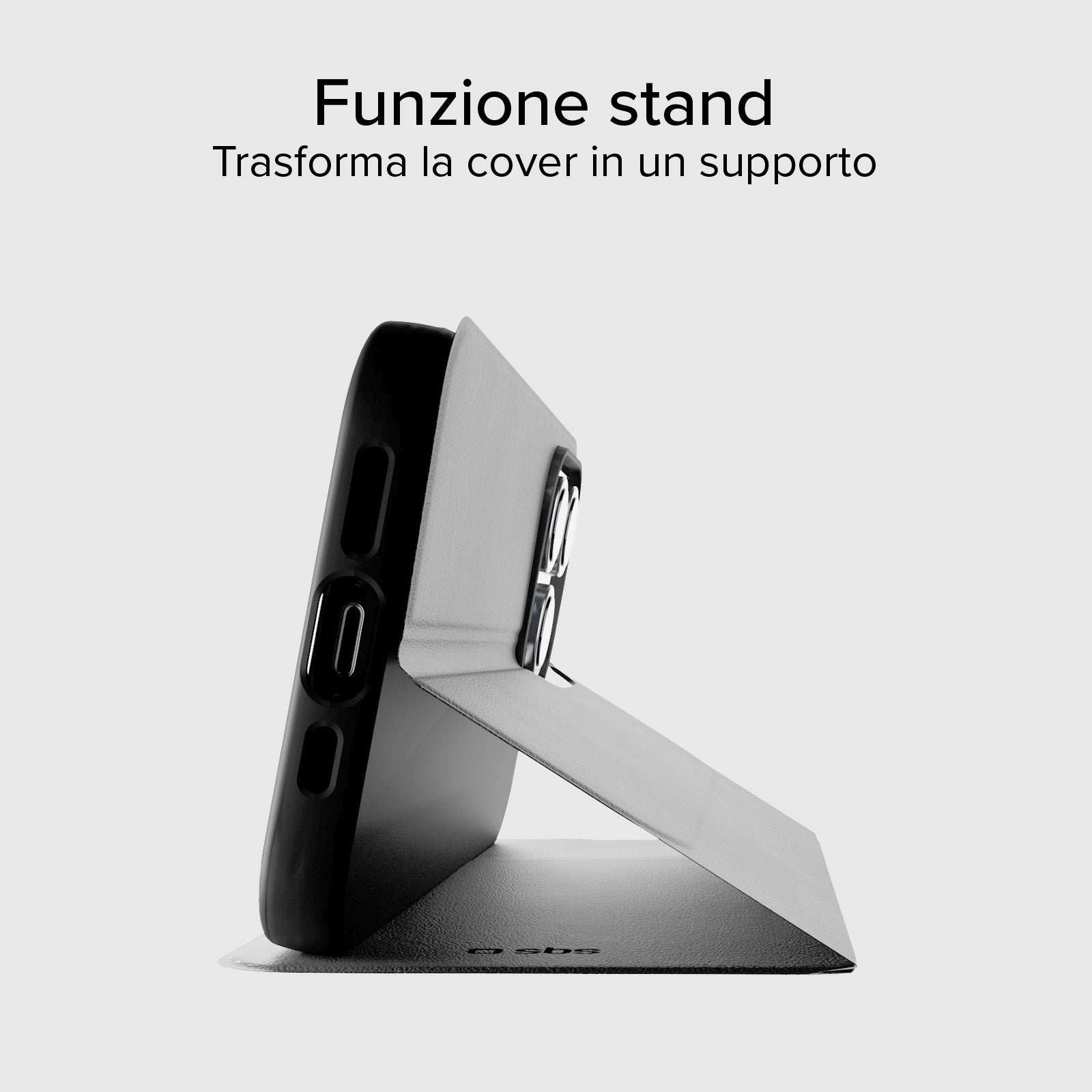 Book-style case with stand support and soft touch surface for iPhone 16 Pro