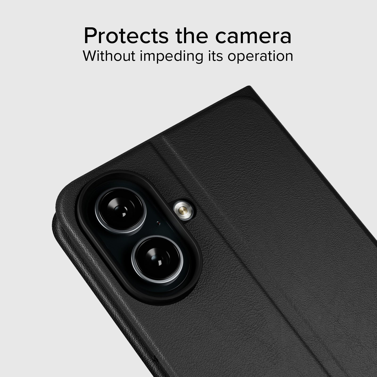 Custodia a libro con supporto stand e superficie soft touch per iPhone 16 Plus