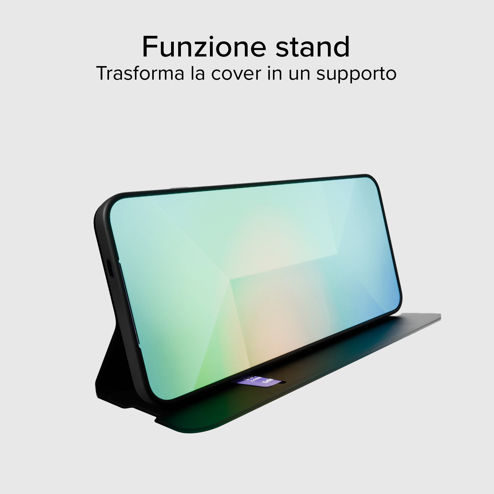 Book-style case with stand support and soft touch surface for Samsung Galaxy S25