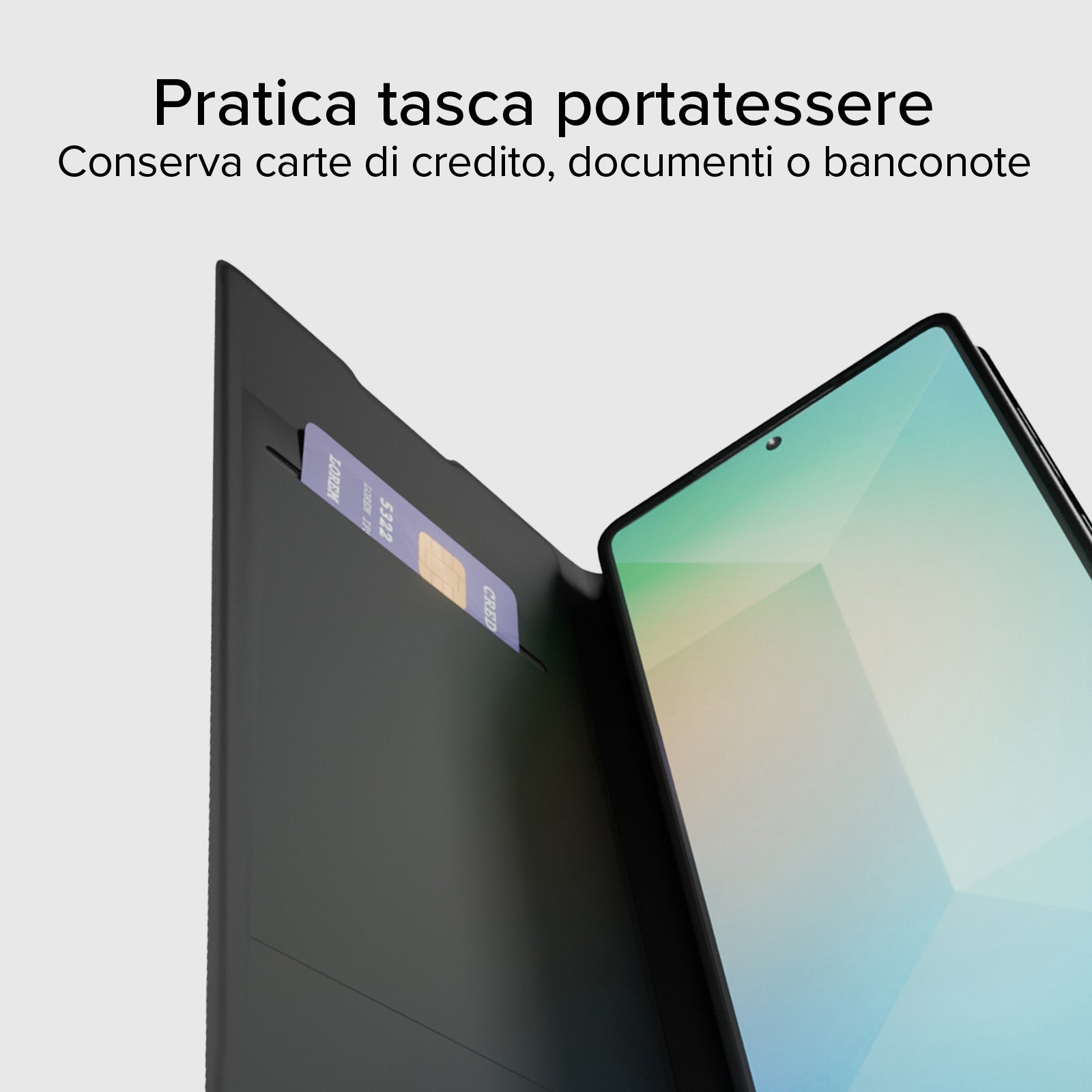 Custodia a libro con supporto stand, soft touch per Samsung S25 Ultra