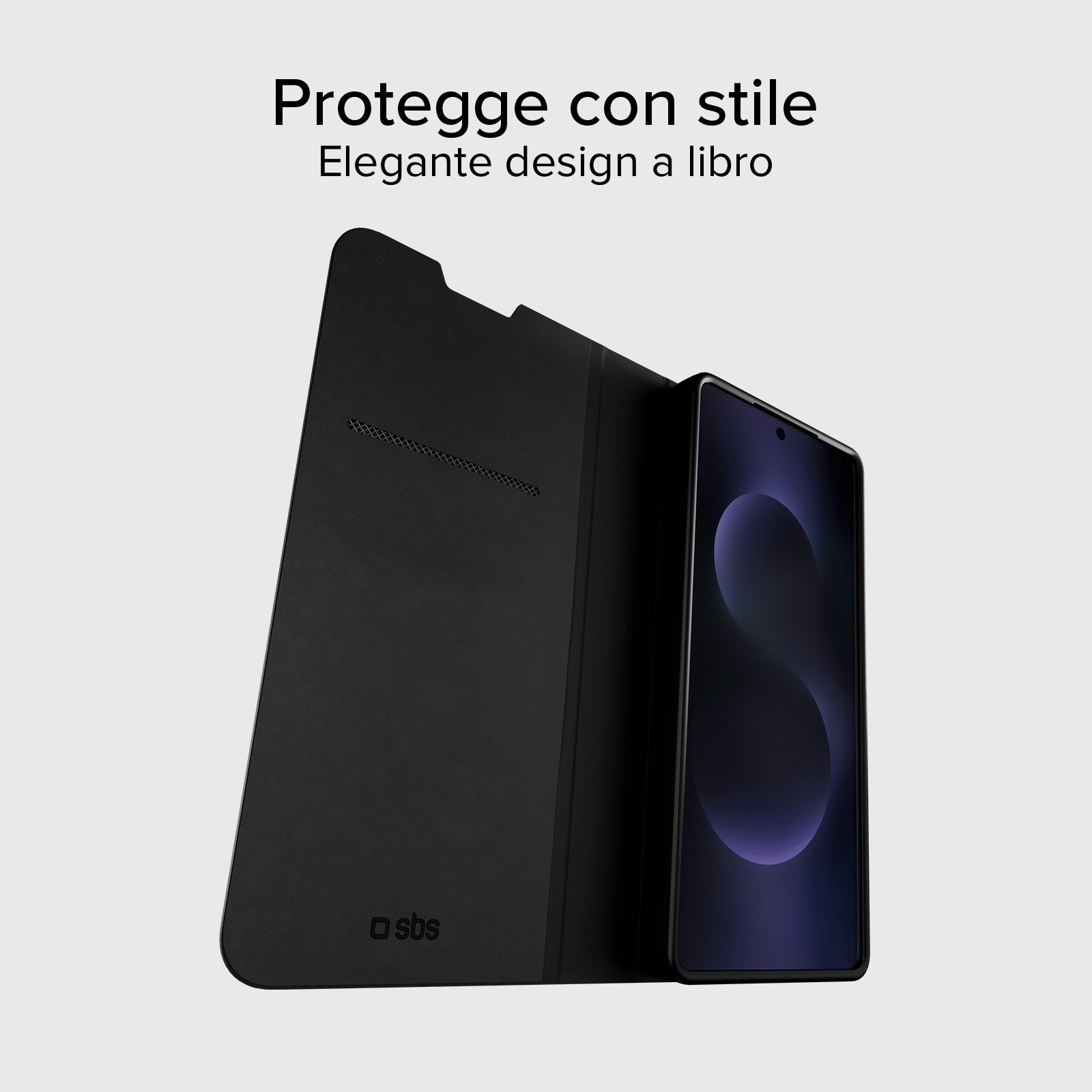 Custodia a libro con supporto stand e superficie soft touch per Samsung S26