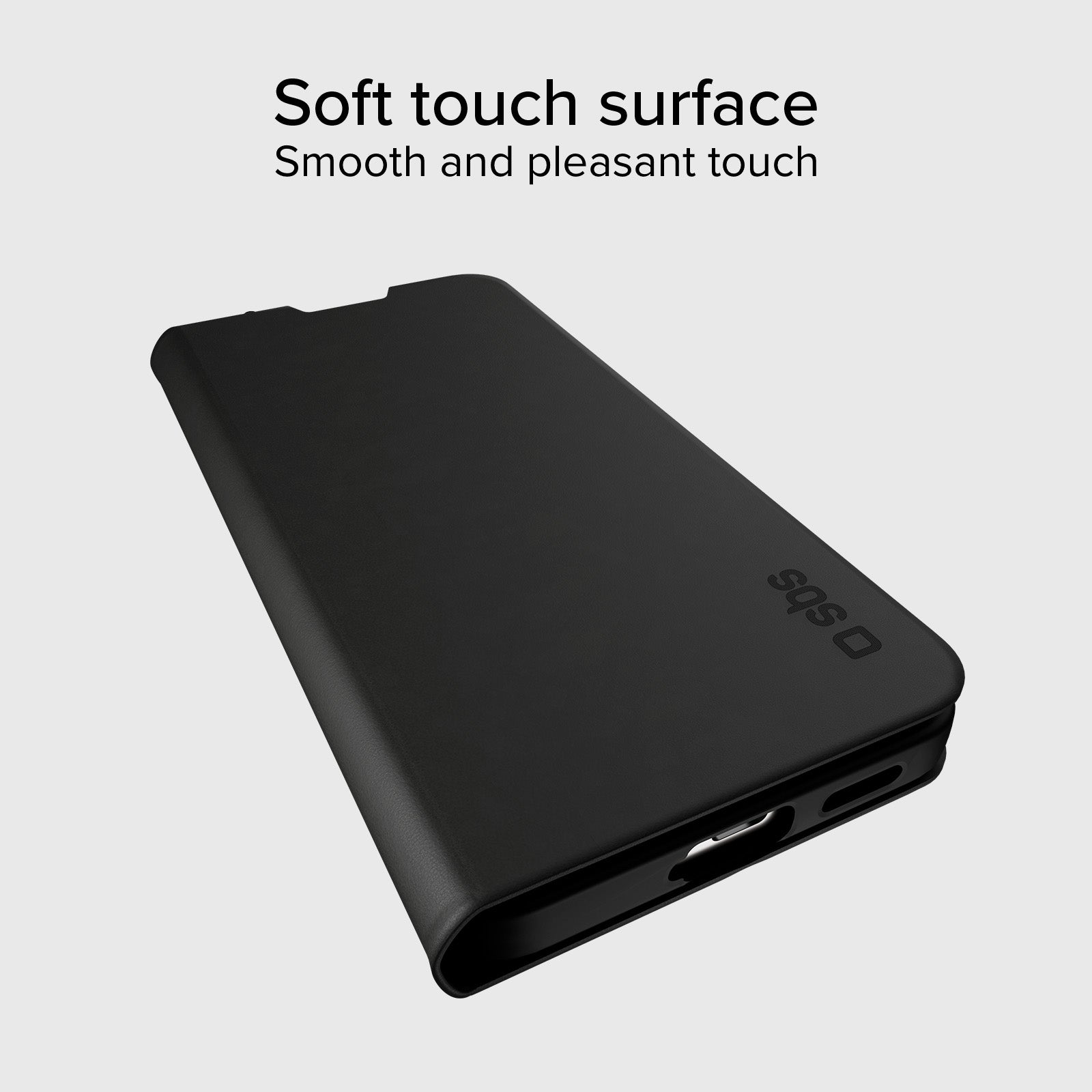 Custodia a libro con supporto stand e superficie soft touch per Samsung S26