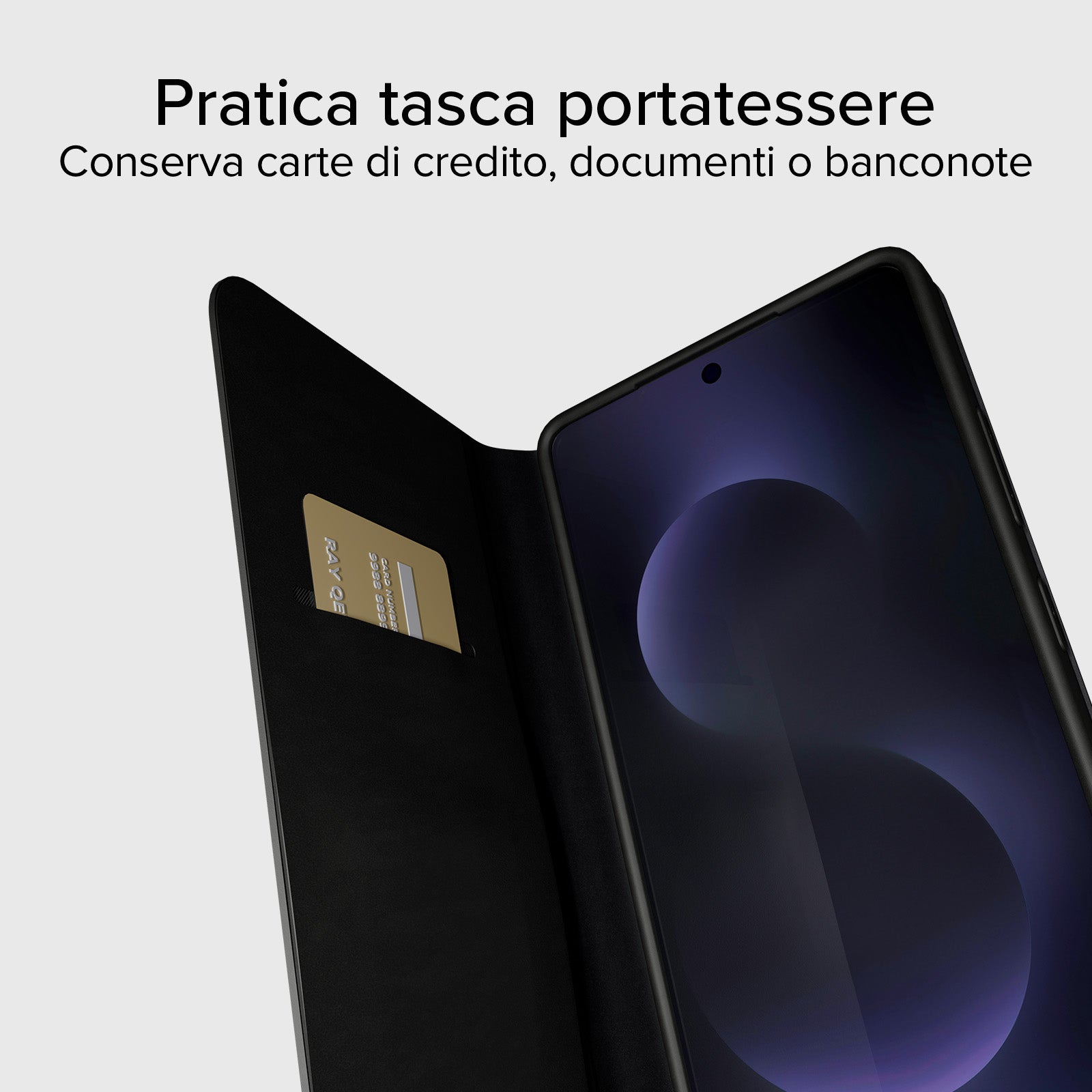 Custodia a libro con supporto stand e superficie soft touch per Samsung S26+