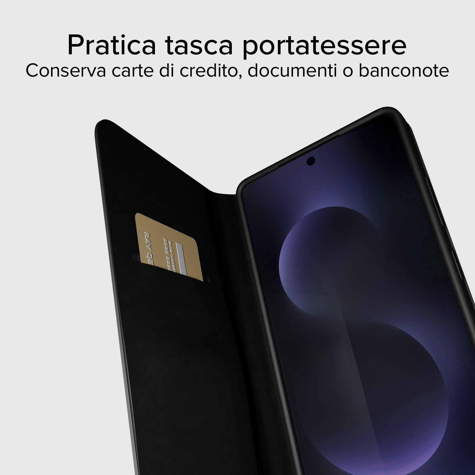 Book-style case with stand support and soft touch surface for Samsung S26 Ultra