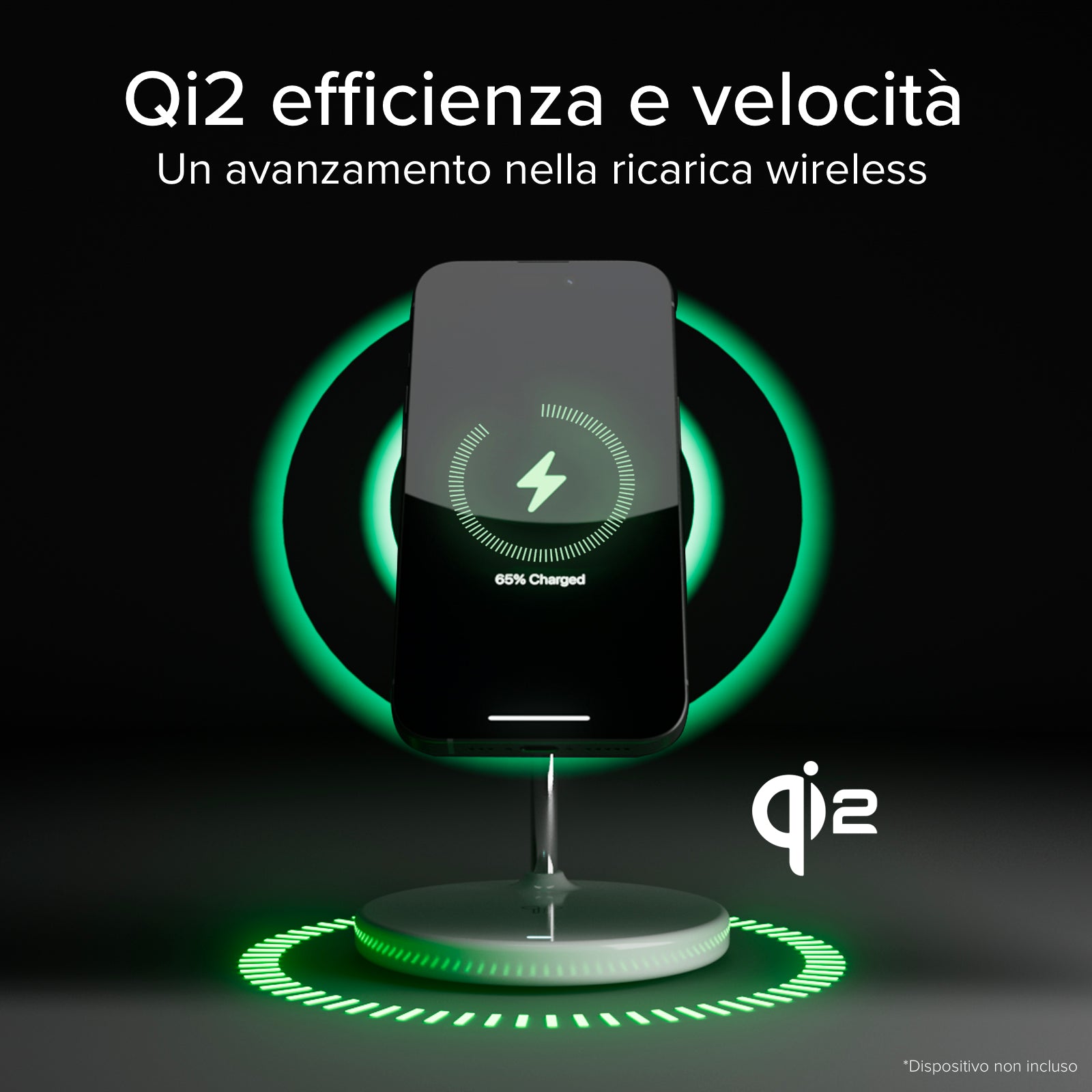 Stazione ricarica wireless Qi2 2x1 per iPhone, Android, auricolari wireless
