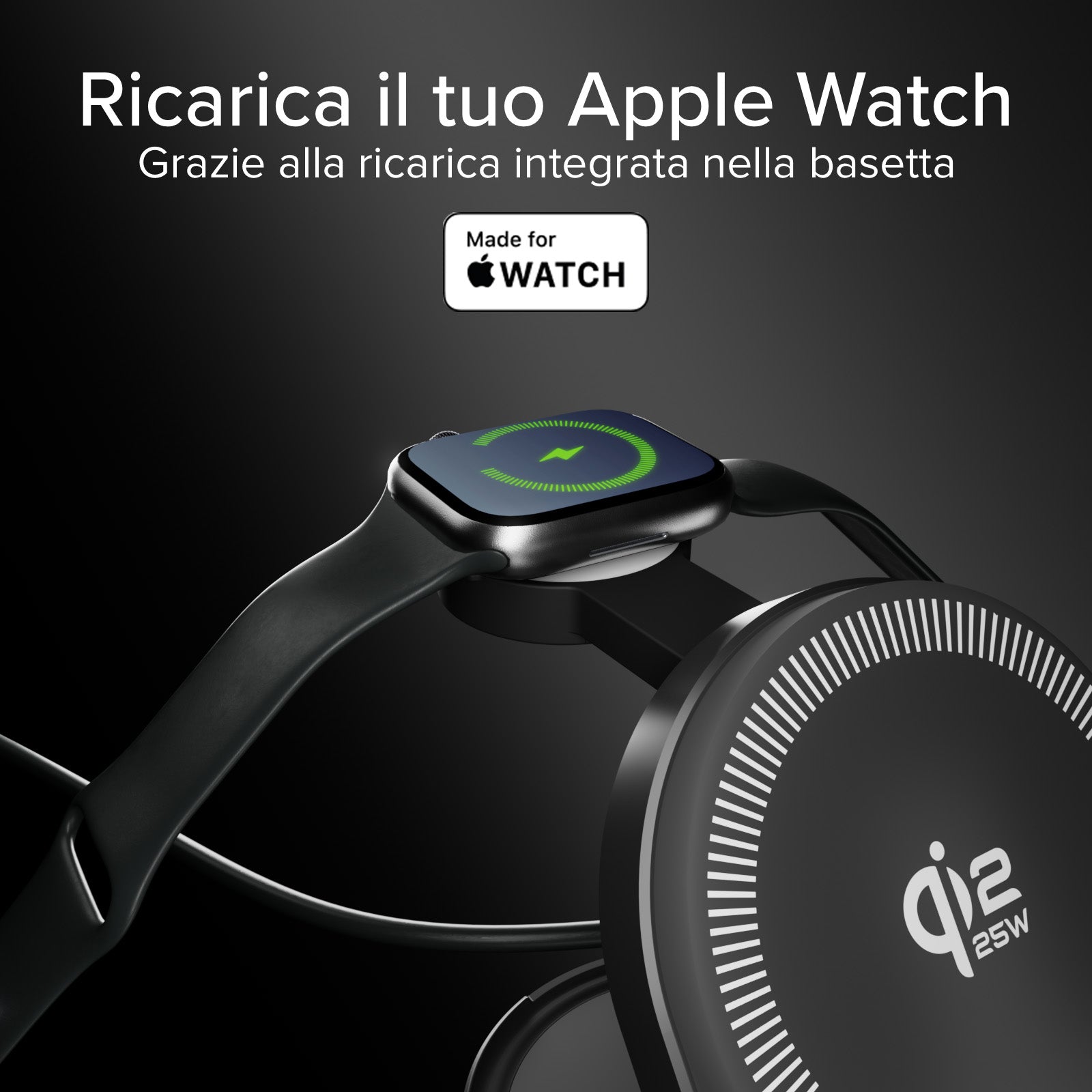 Kabellose 3-in-1-Ladestation Qi2 25 W zum Aufladen von iPhone, Apple Watch und Kopfhörern