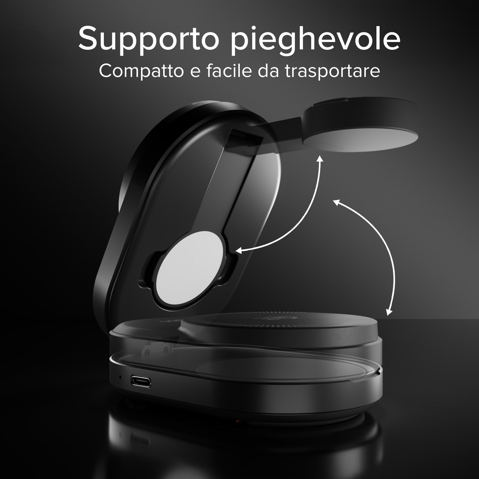 Kabellose 3-in-1-Ladestation Qi2 25 W zum Aufladen von iPhone, Apple Watch und Kopfhörern