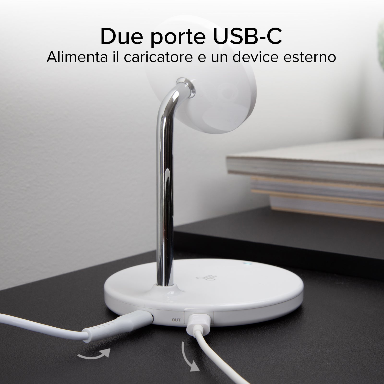 Stazione ricarica wireless 2 in 1 per iPhone, Android, AirPods, auricolari TWS