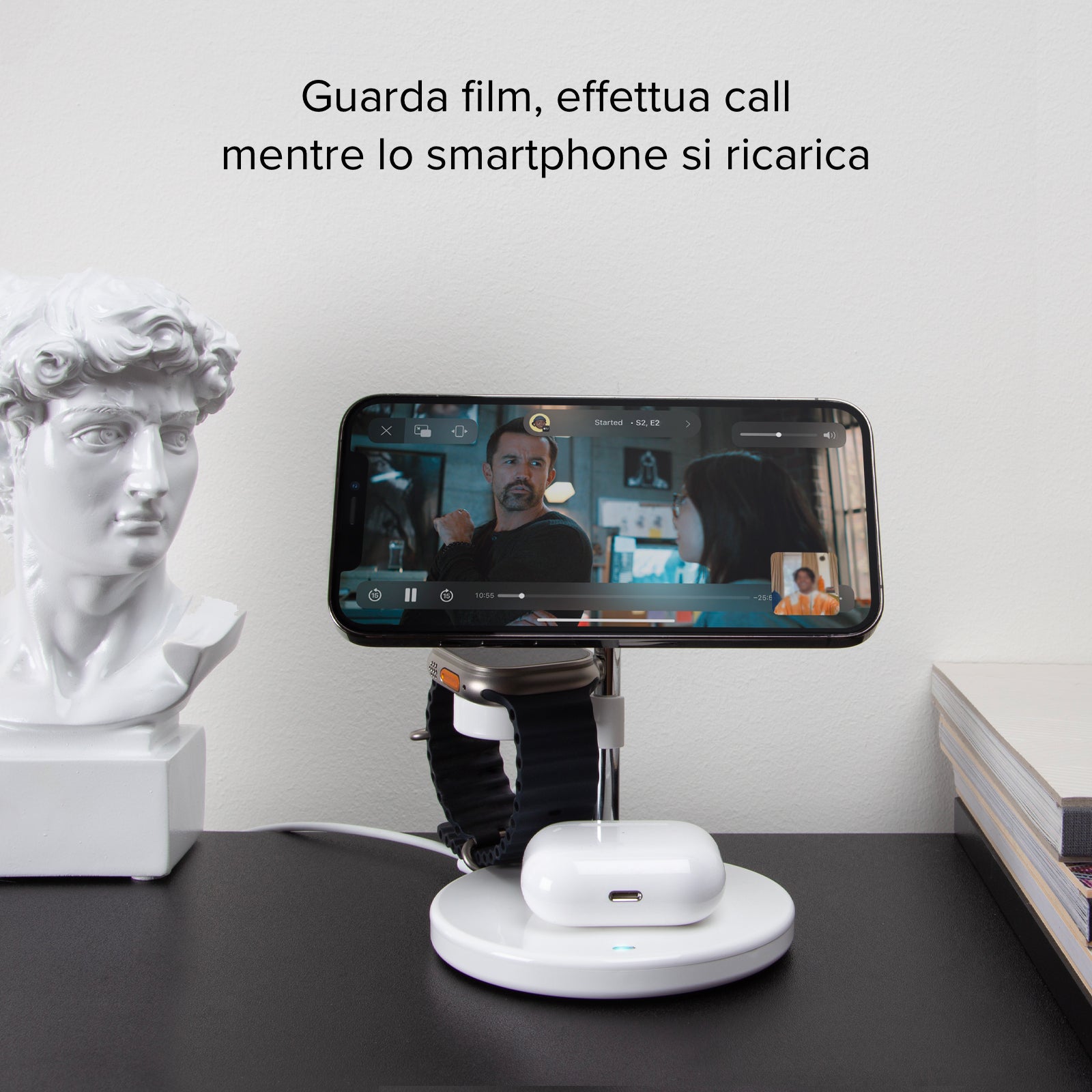 Stazione di ricarica wireless verticale 3 in 1