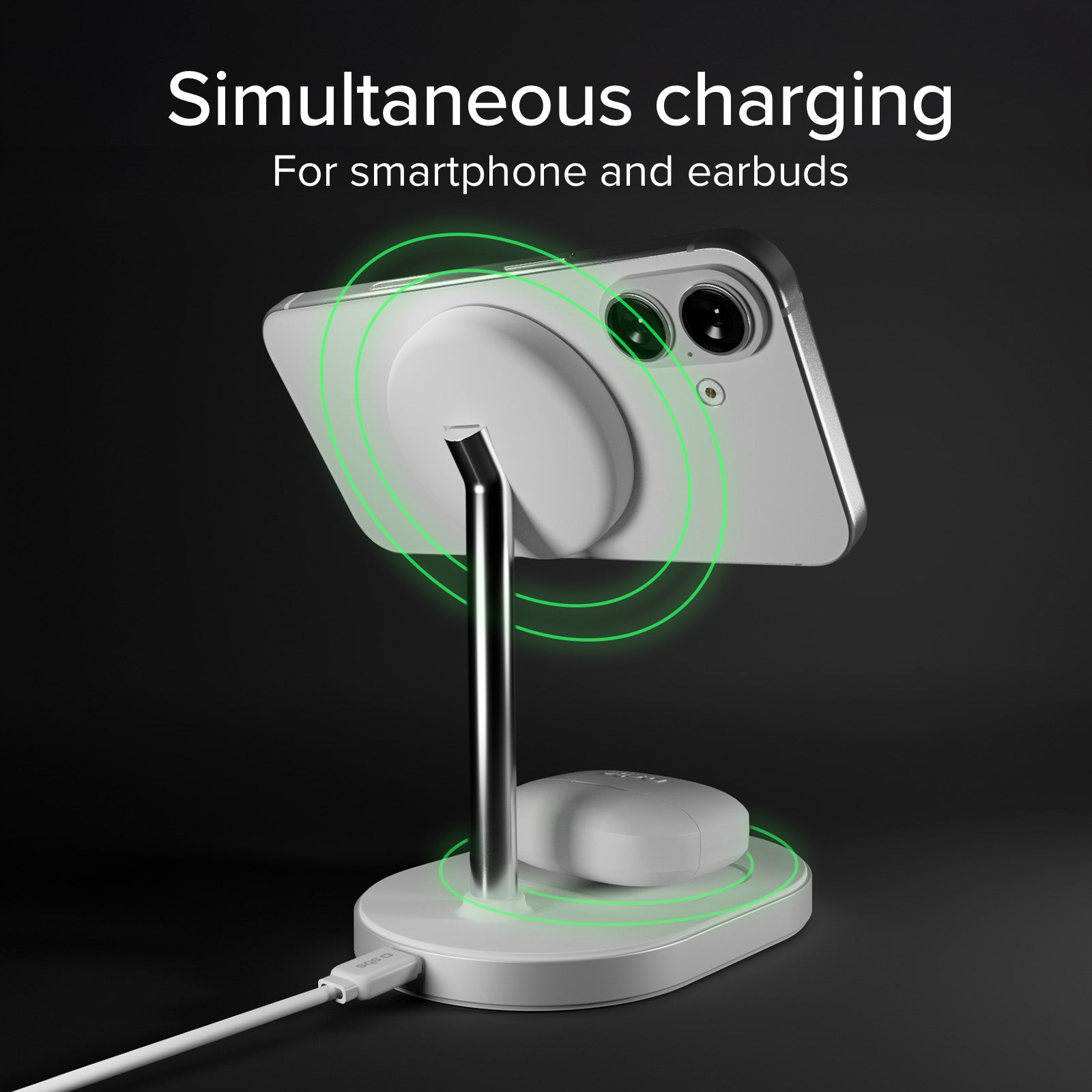 Kit de estación de carga inalámbrica vertical Qi2.2 de 35W con cargador USB-C Power Delivery y cable de 1,5 m