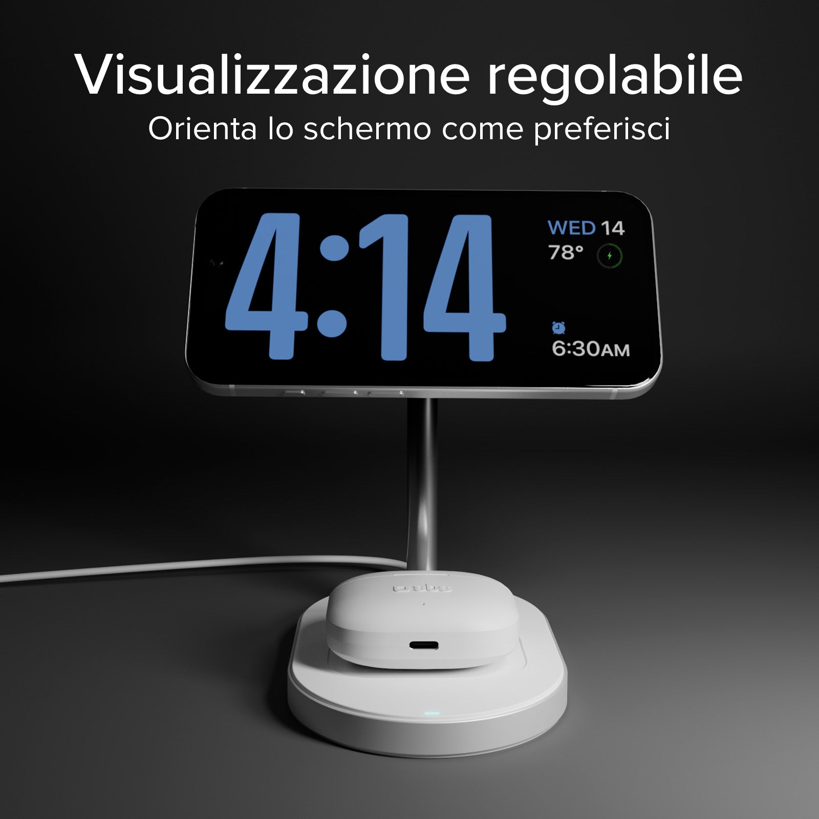 Kit de estación de carga inalámbrica vertical Qi2.2 de 35W con cargador USB-C Power Delivery y cable de 1,5 m