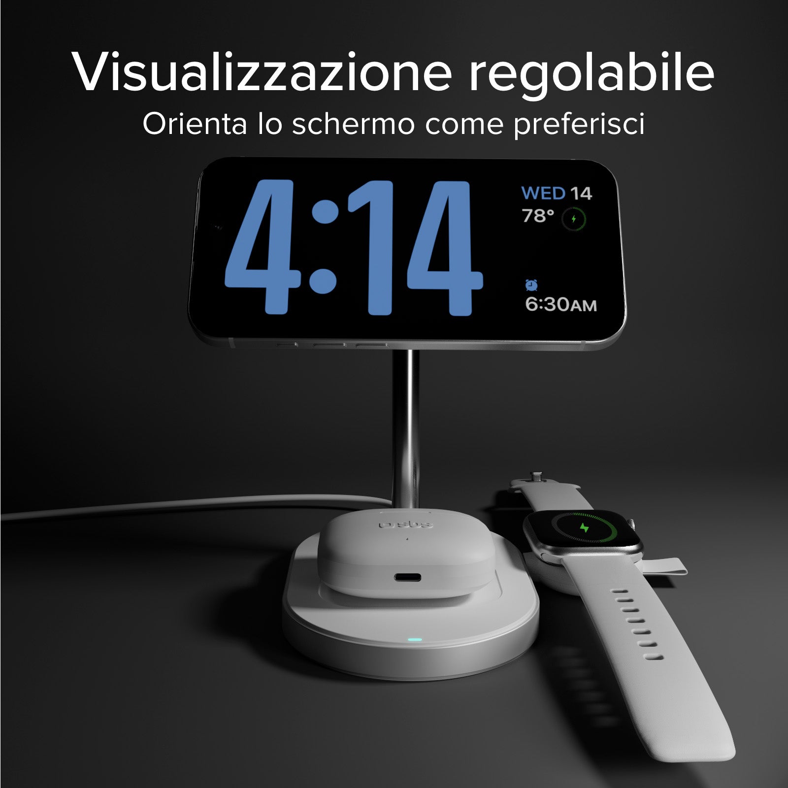 Station de recharge sans fil Qi2.2 pour smartphone et smartwatch