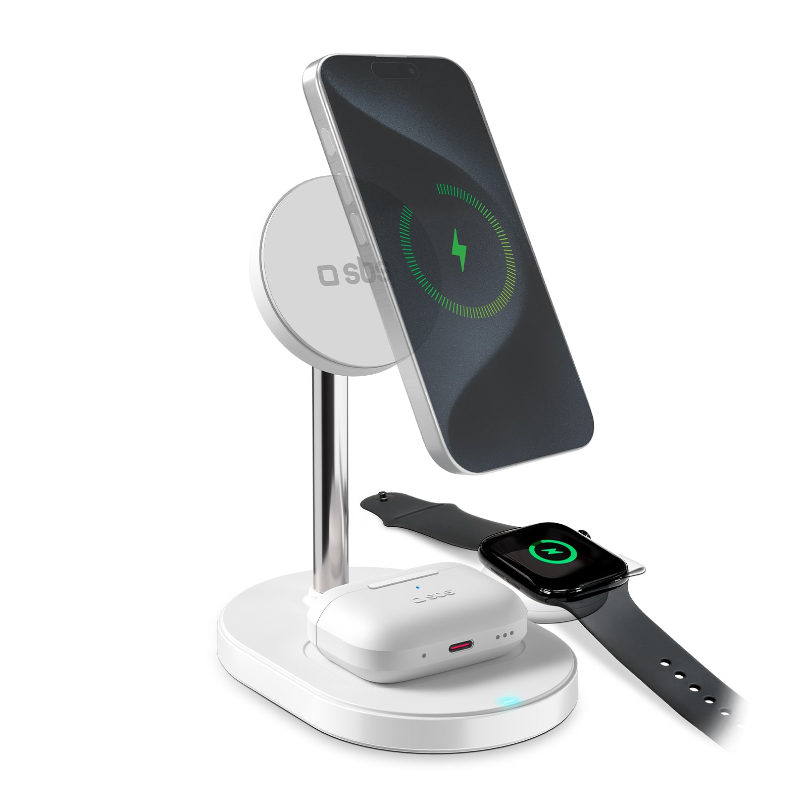 Stazione wireless Qi2.2 per smartphone, auricolari e smartwatch