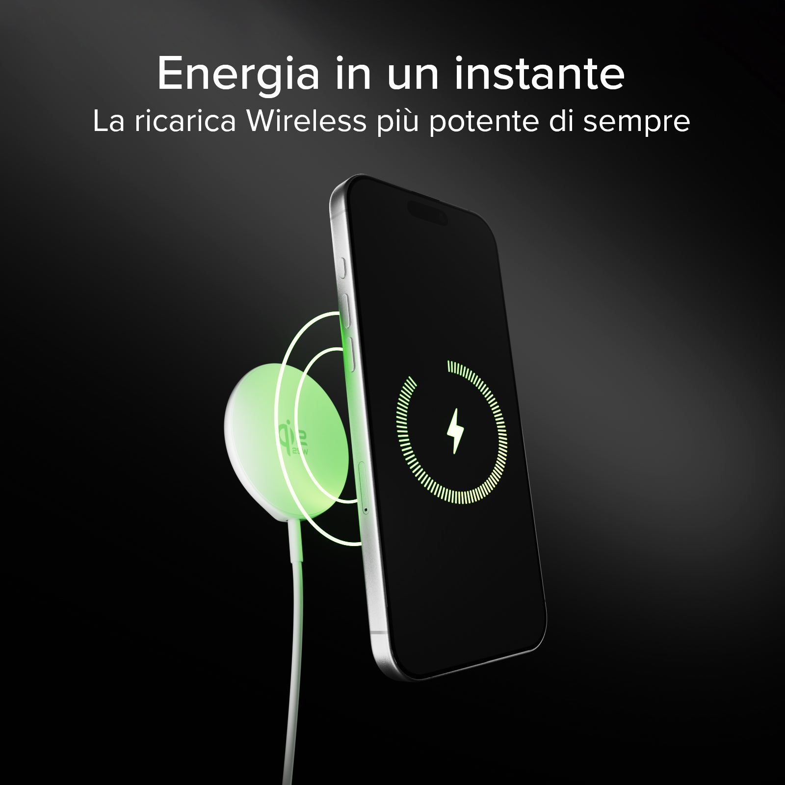 Chargeur sans fil magnétique Qi2.2 25W avec câble USB-C intégré de 150 cm