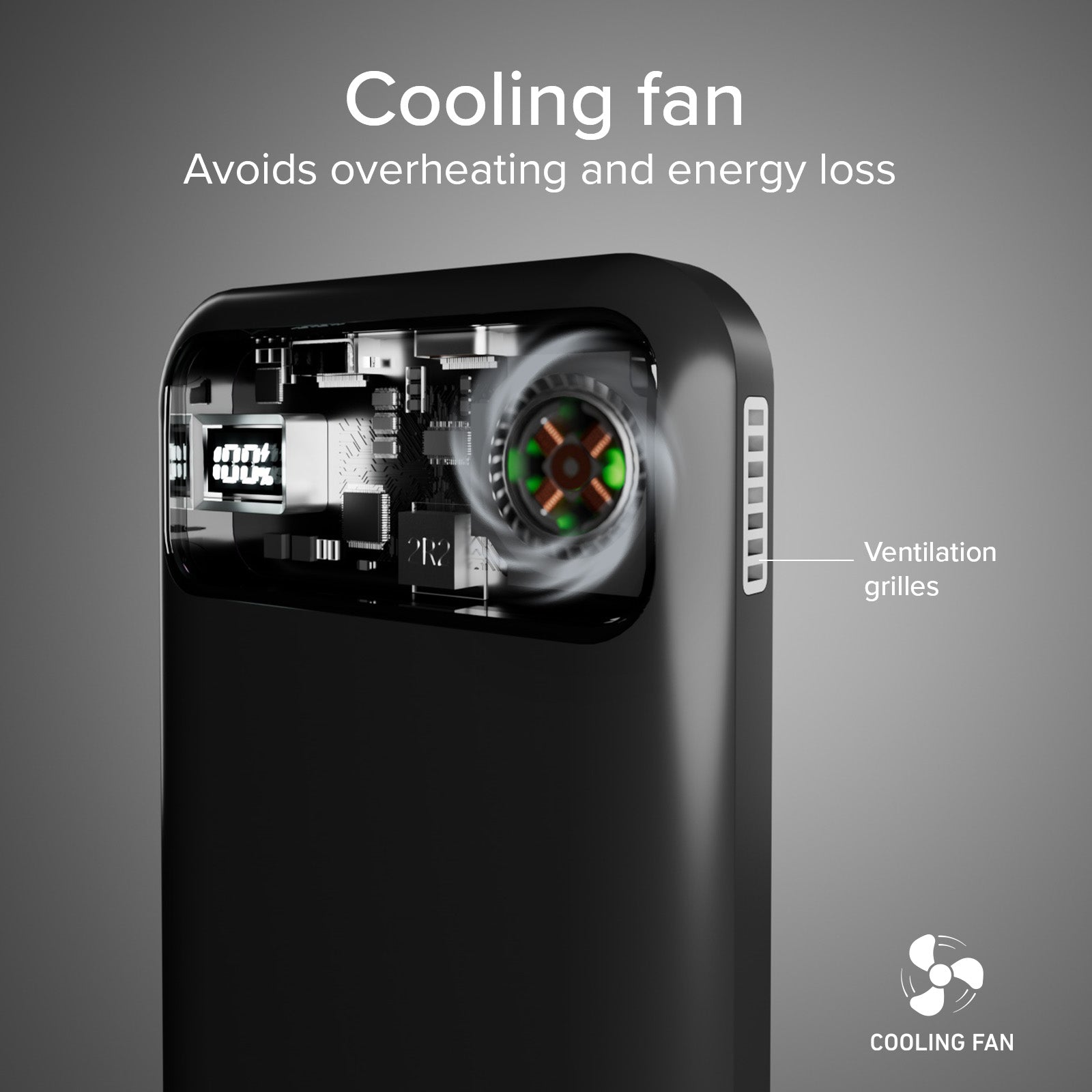 10,000 mAh Wireless Power Bank with Cooling Fan