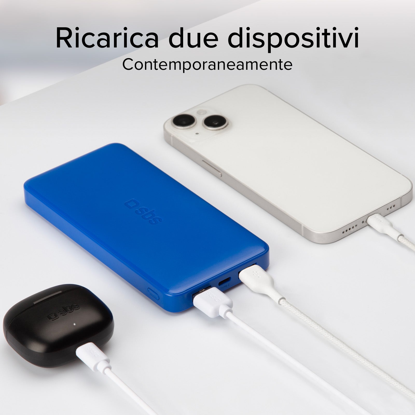 Power bank 10.000 mAh extra slim con porta USB 2.1A Intelligent Charge (IC)