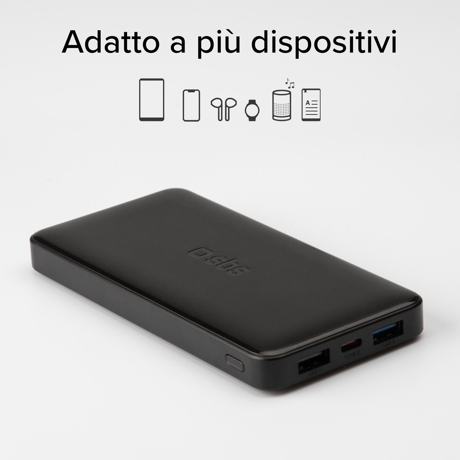 Power bank 10.000 mAh extra slim con porta USB 2.1A Intelligent Charge (IC)