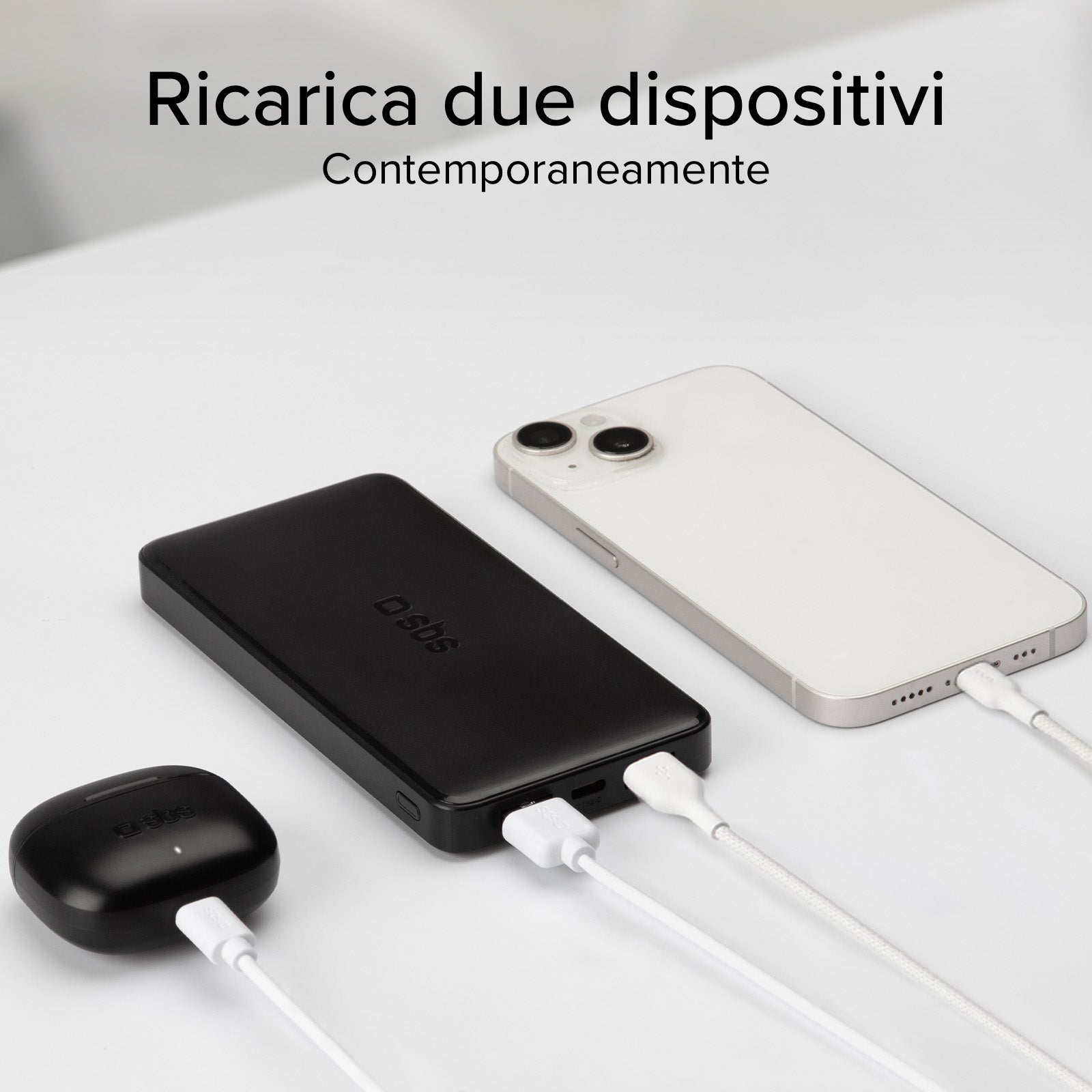 Power bank 10.000 mAh extra slim con porta USB 2.1A Intelligent Charge (IC)