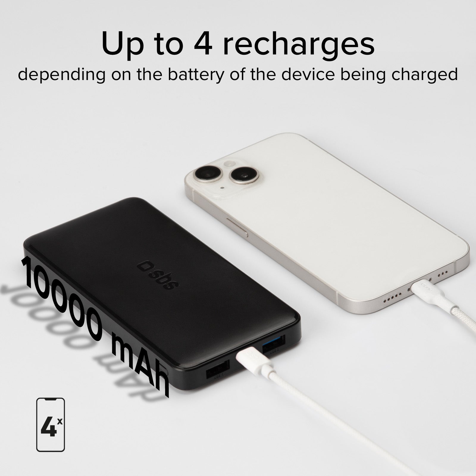 Power bank 10.000 mAh extra slim con porta USB 2.1A Intelligent Charge (IC)